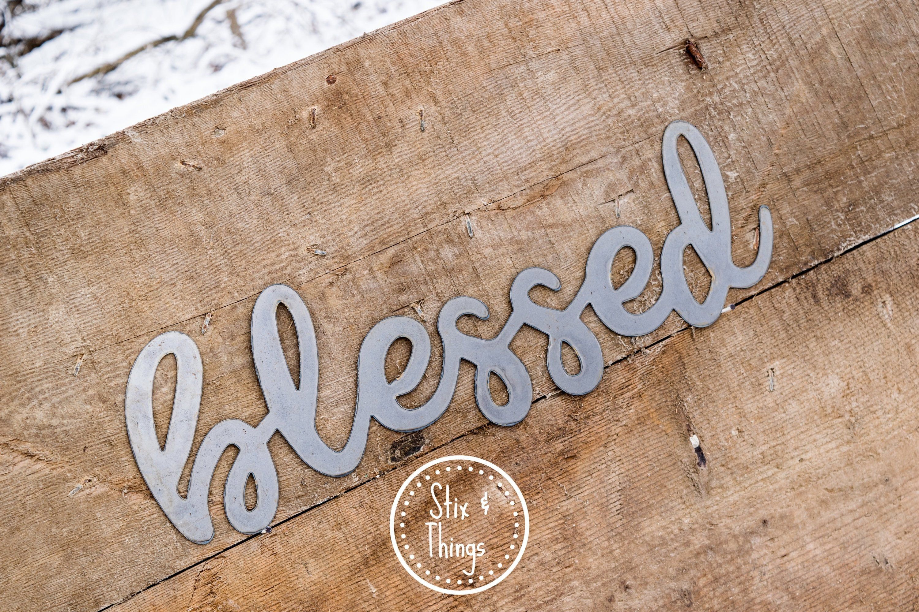 Blessed Handwritten, Cursive, Metal Word Sign 12, 18, 24, 36 Within Blessed Steel Wall Decor (View 26 of 30)