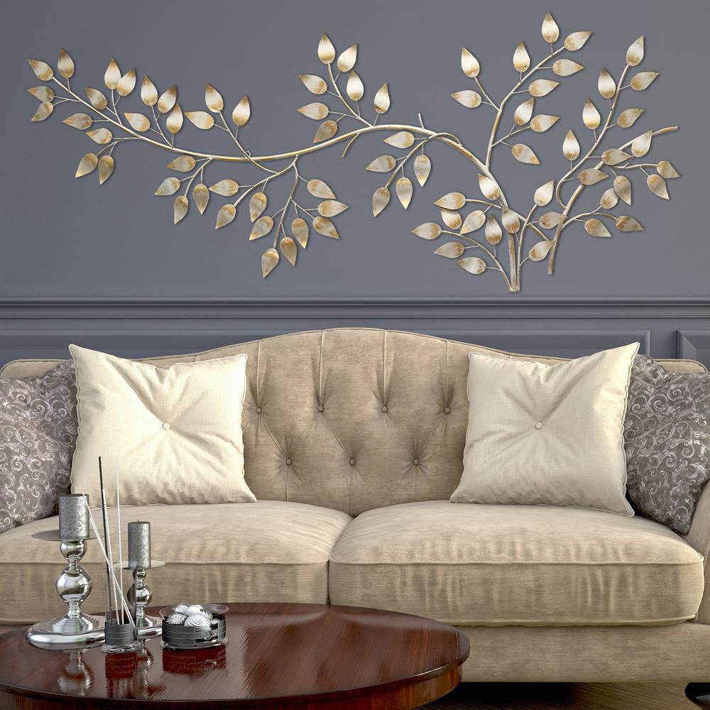 Brushed Gold Flowing Leaves Wall Decor In Flowing Leaves Wall Decor (Photo 1 of 30)