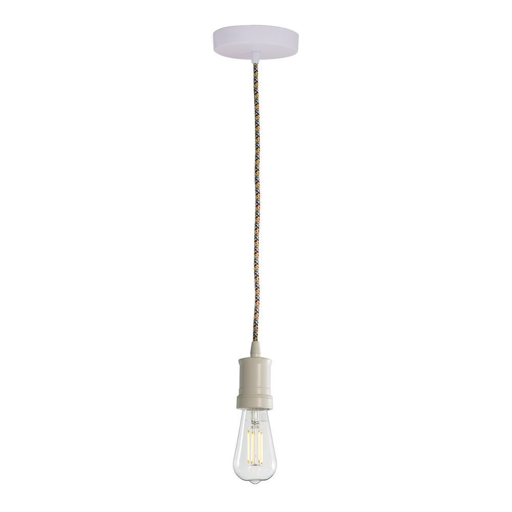 Bulbrite 1 Light White Contemporary Pendant Socket And Canopy With Led 7w  St18 Filament Light Bulb With 1 Light Globe Pendants (Photo 13 of 30)