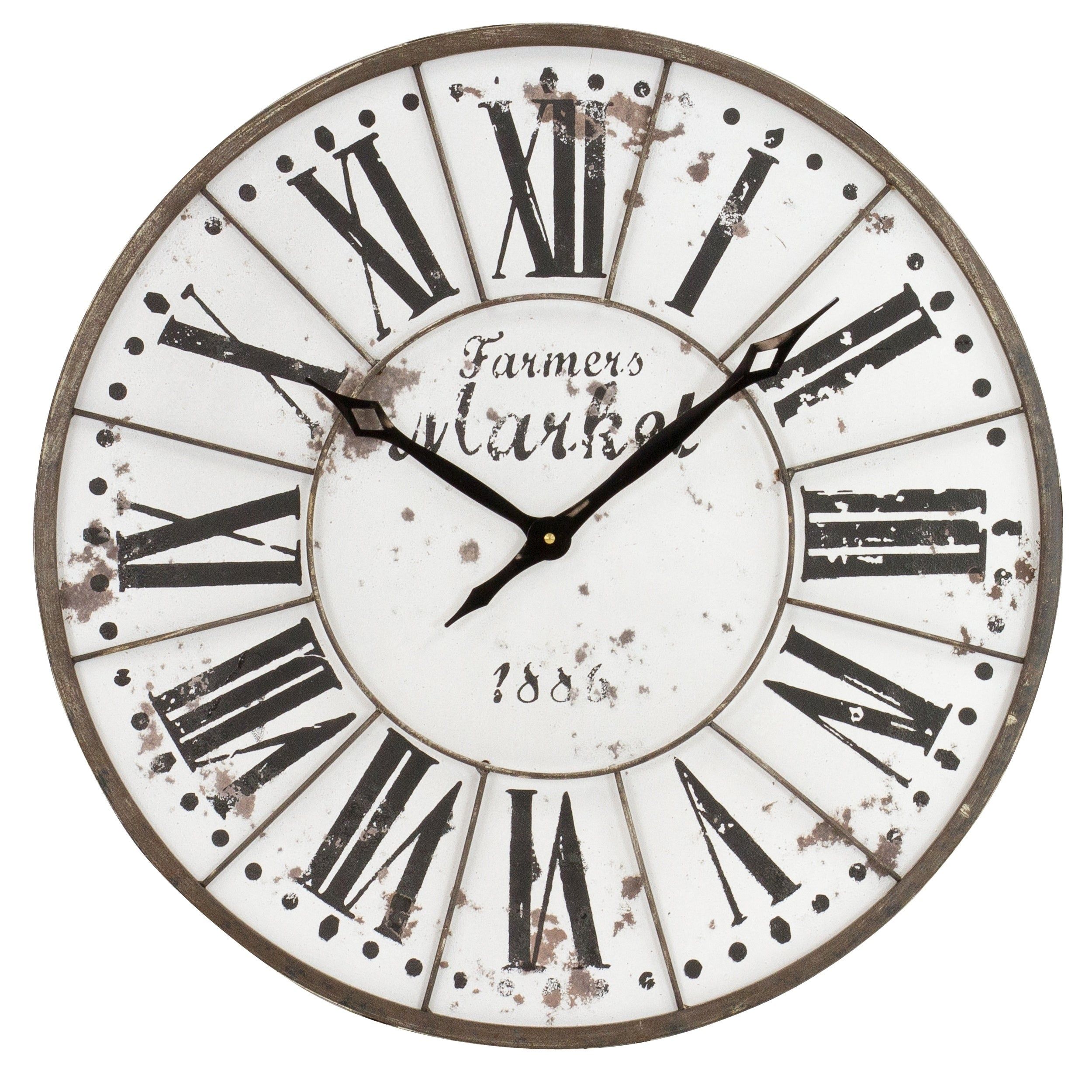 Buy Farmhouse Clocks Online At Overstock | Our Best In Personalized Mint Distressed Vintage Look Laundry Metal Sign Wall Decor (View 30 of 30)
