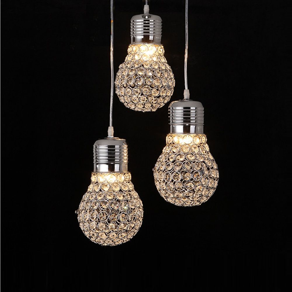 Buy Modern Creative Dining Room Crystal Bulb Pendant Lamp Pertaining To La Sarre 3 Light Globe Chandeliers (Photo 25 of 30)