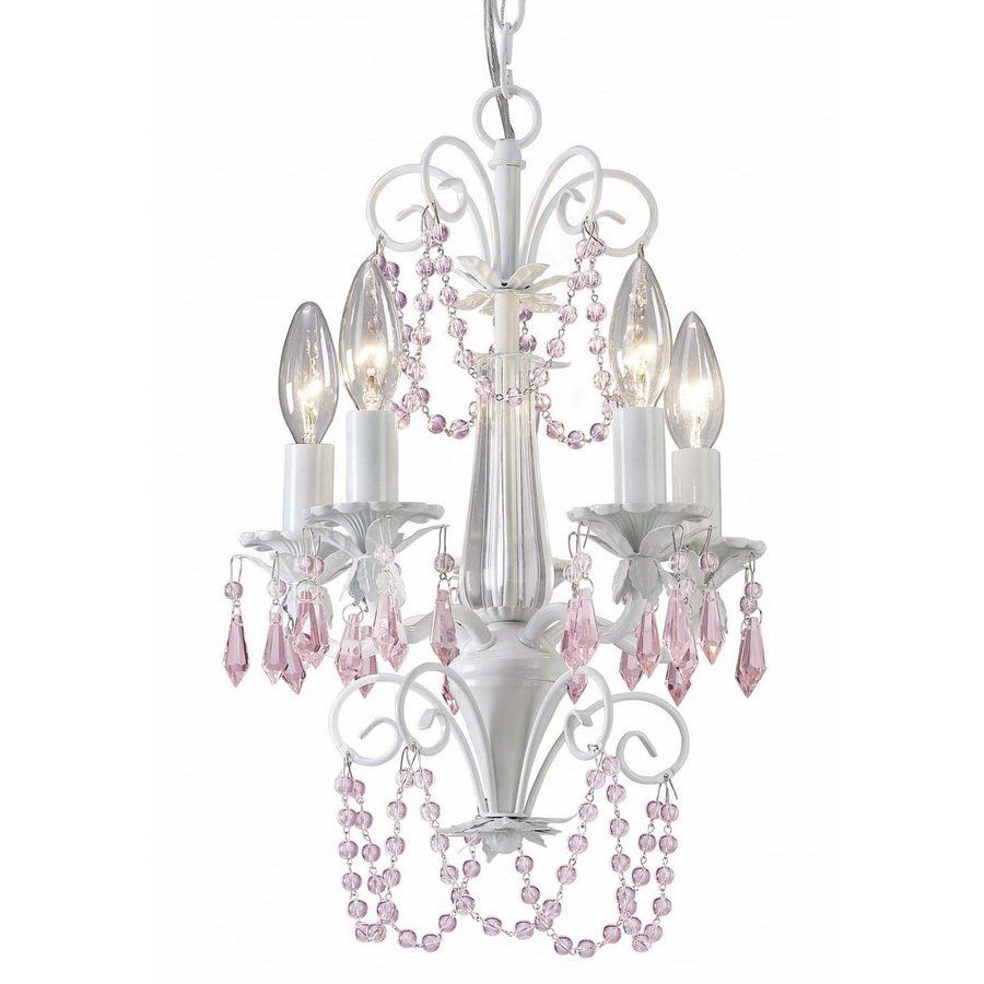 Canarm Danica 12 In 5 Light White Crystal Candle Chandelier Intended For Aldora 4 Light Candle Style Chandeliers (View 19 of 30)