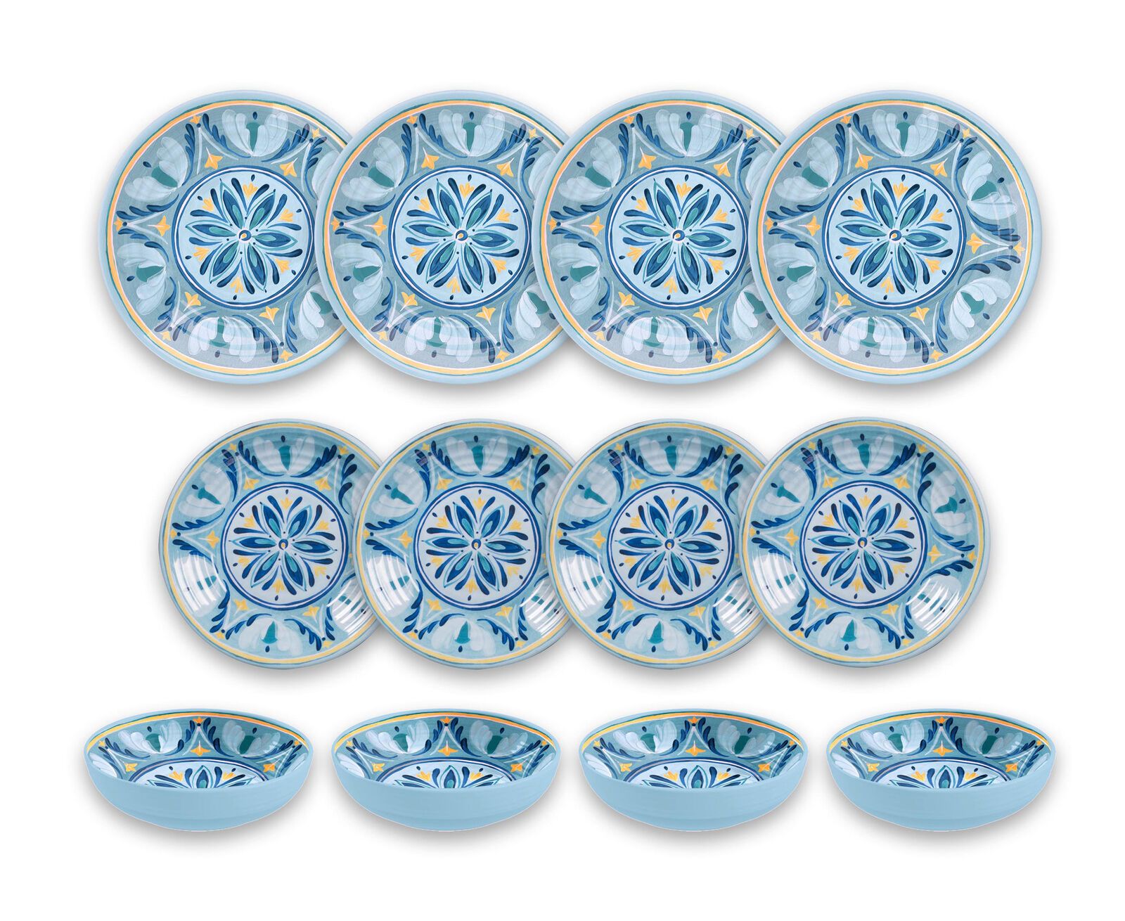 Charlton Home Hubler Medallion 12 Piece Melamine Dinnerware For 4 Piece Wall Decor Sets By Charlton Home (View 28 of 30)