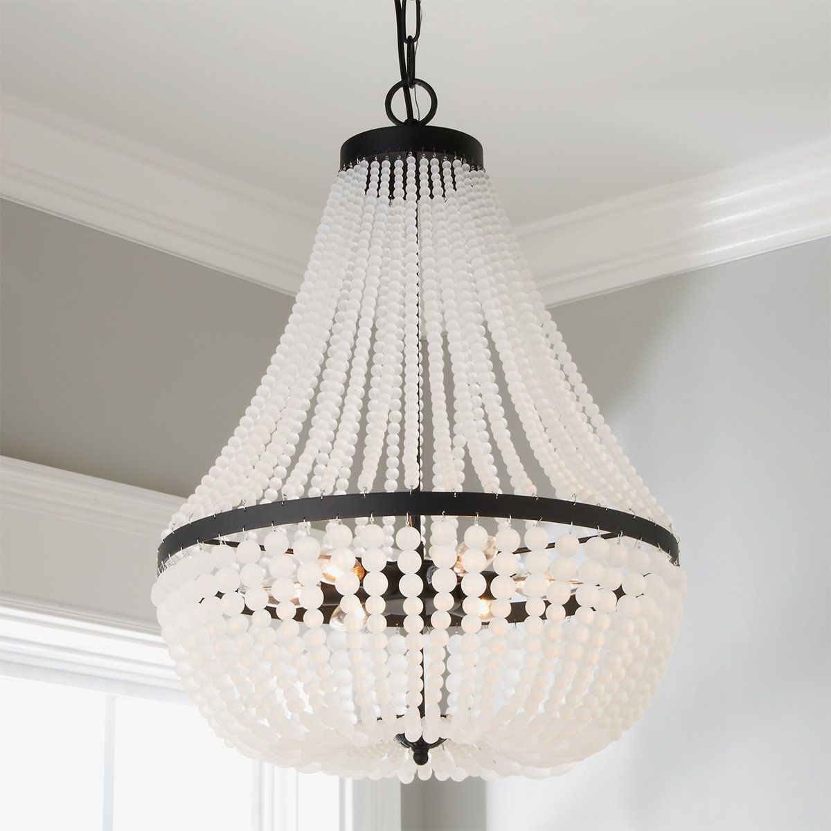 Check Out Timeless Frosted Beads Basket Chandelier From In Tiana 4 Light Geometric Chandeliers (View 30 of 30)
