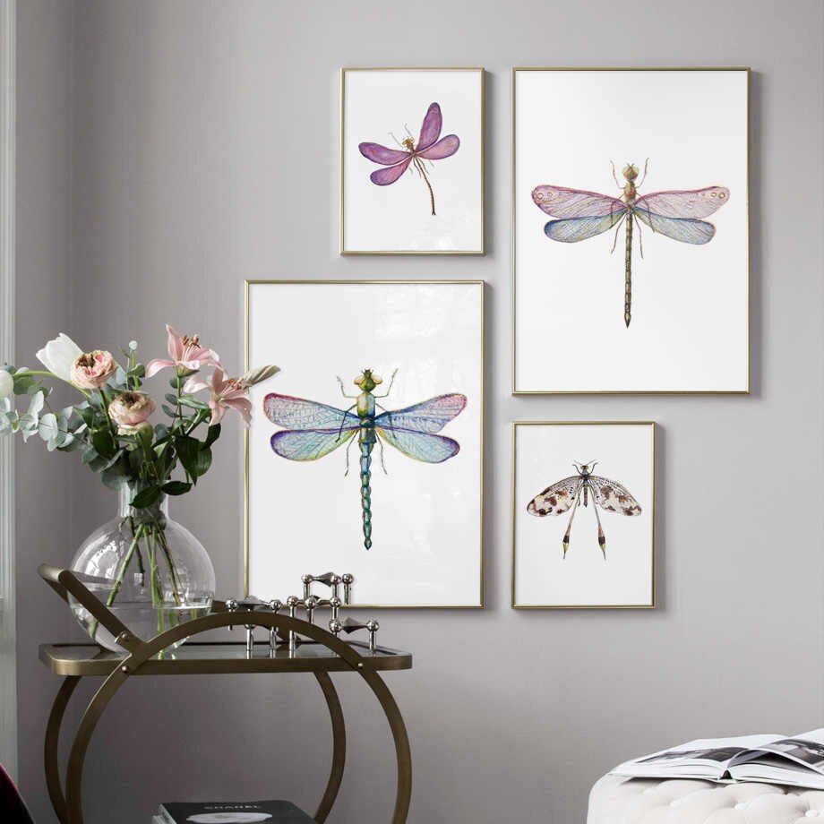 Colorful Dragonfly Wall Art Canvas Painting Nordic Posters And Prints  Animals Wall Pictures For Living Room Kids Room Wall Decor Intended For Dragonfly Wall Decor (Photo 28 of 30)