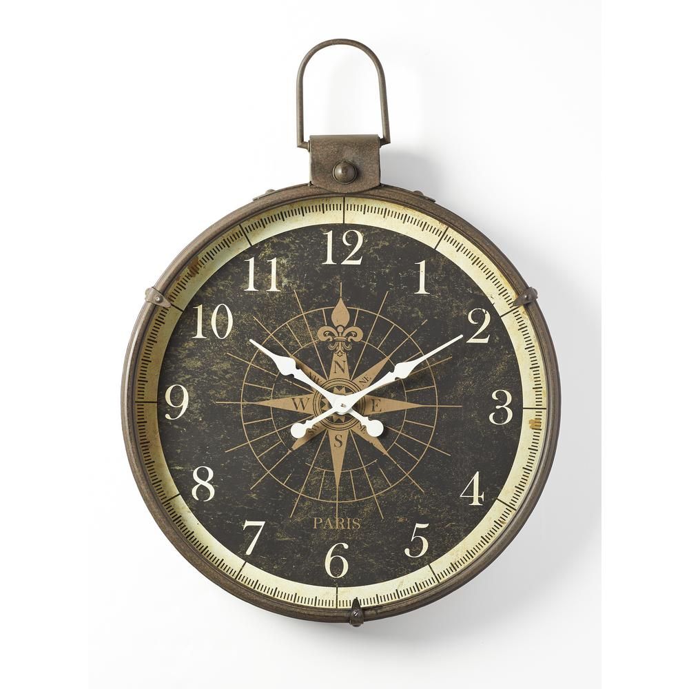 Compass Round Wall Clock Throughout Round Compass Wall Decor (View 13 of 30)