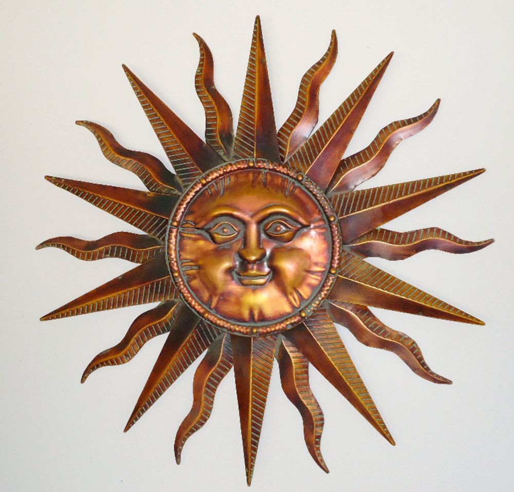 Copper Patina Sun Face Extra Large Sunburst Metal Wall Art Intended For Recycled Moon And Sun Wall Decor (Photo 4 of 30)