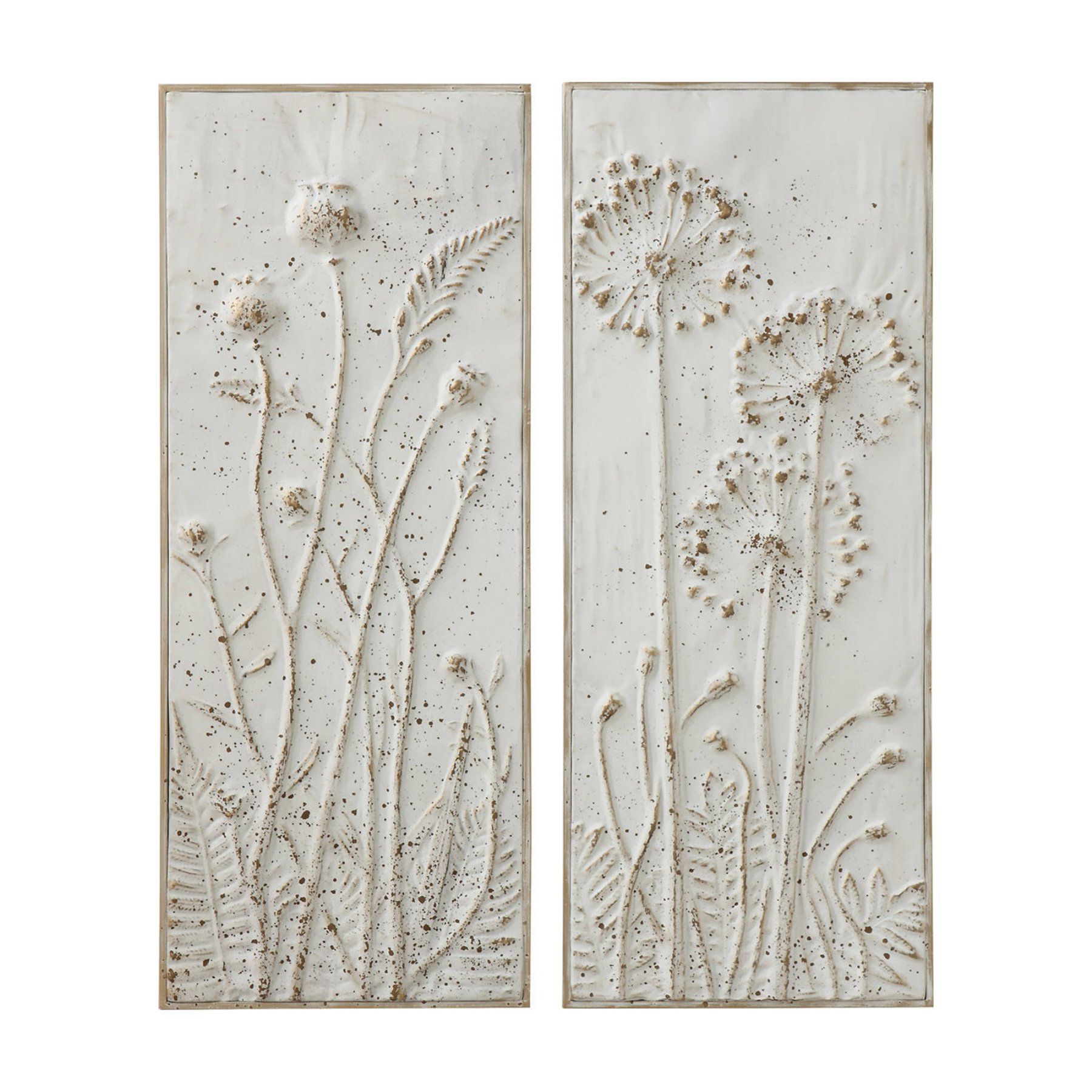 Creative Co Op Metal Wall Decor With Flowers – Set Of 2 For 2 Piece Panel Wood Wall Decor Sets (set Of 2) (View 12 of 30)