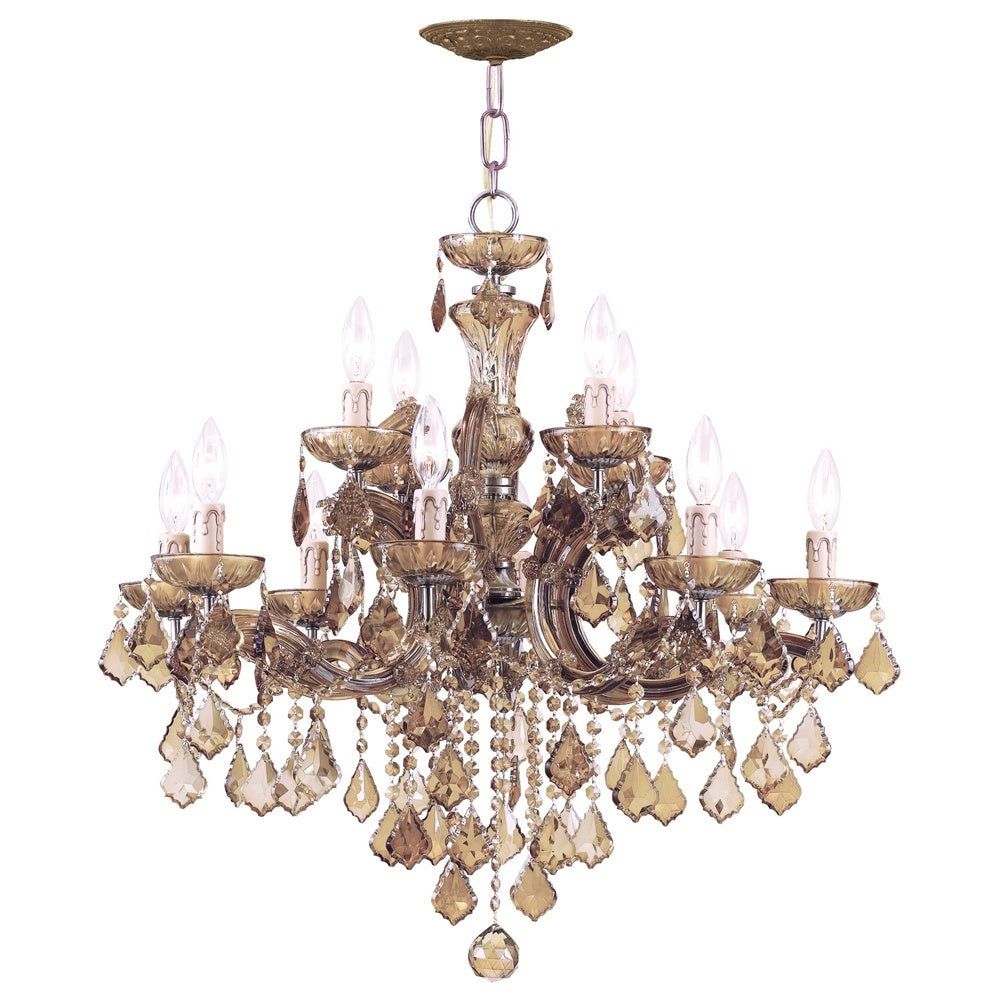 Crystorama Maria Theresa Collection 12 Light Antique Brass Chandelier For Thresa 5 Light Shaded Chandeliers (Photo 12 of 30)