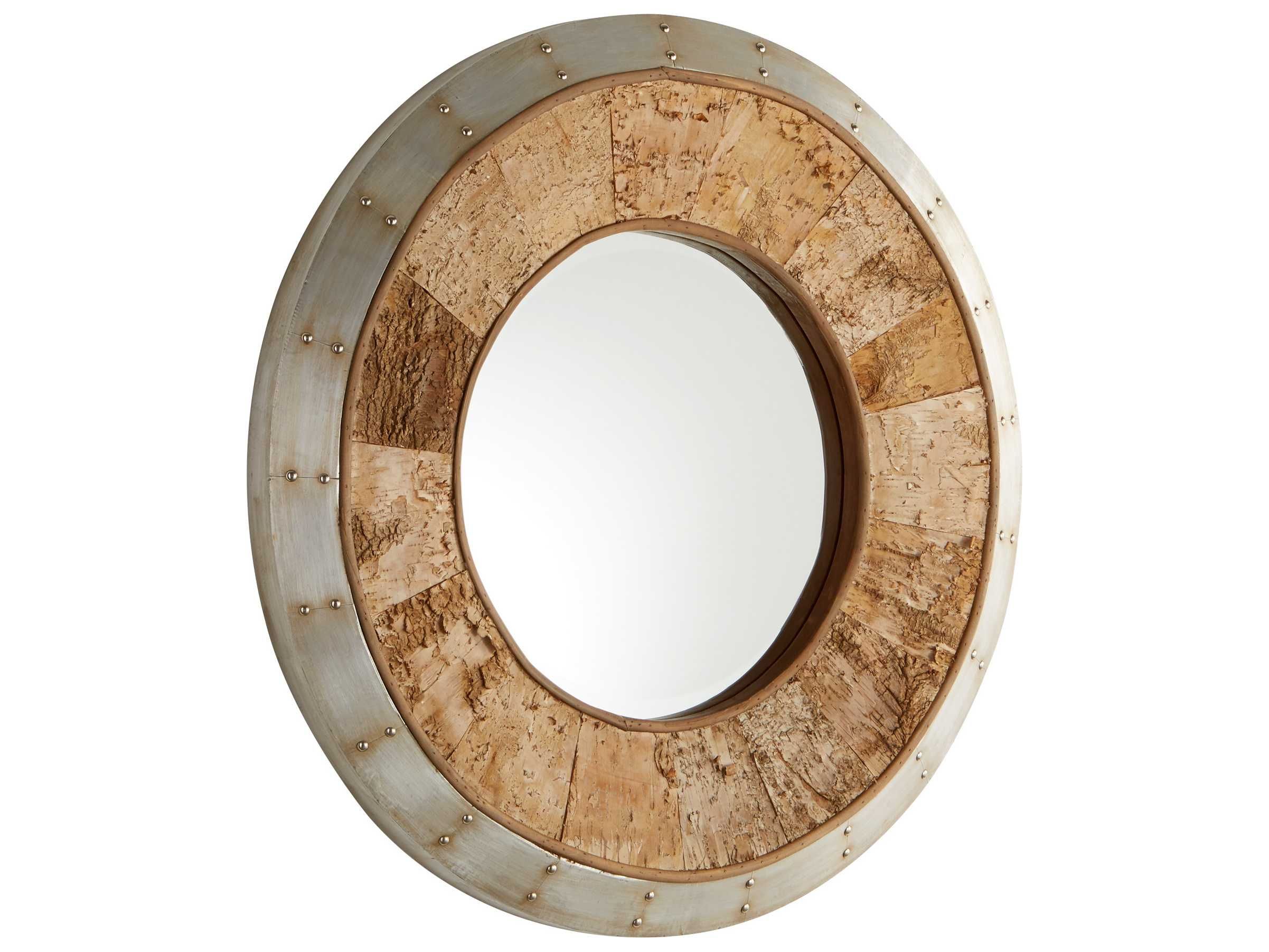 Cyan Design Avante Galvanized Metal & Oak 32'' Wide Round Wall Mirror In Round Galvanized Metallic Wall Mirrors (View 5 of 30)