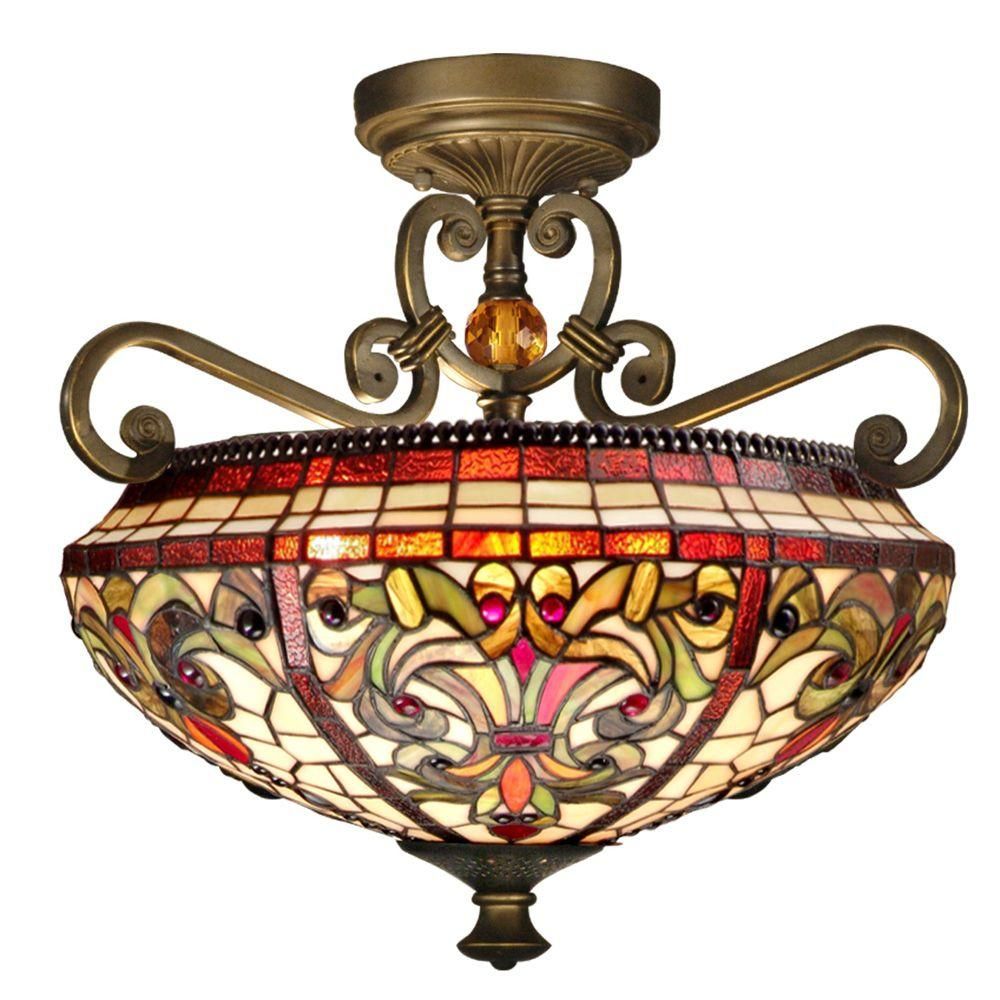 Dale Tiffany Baroque 2 Light Antique Golden Sand Semi Flush Mount Light Within Sinead 4 Light Chandeliers (Photo 27 of 30)