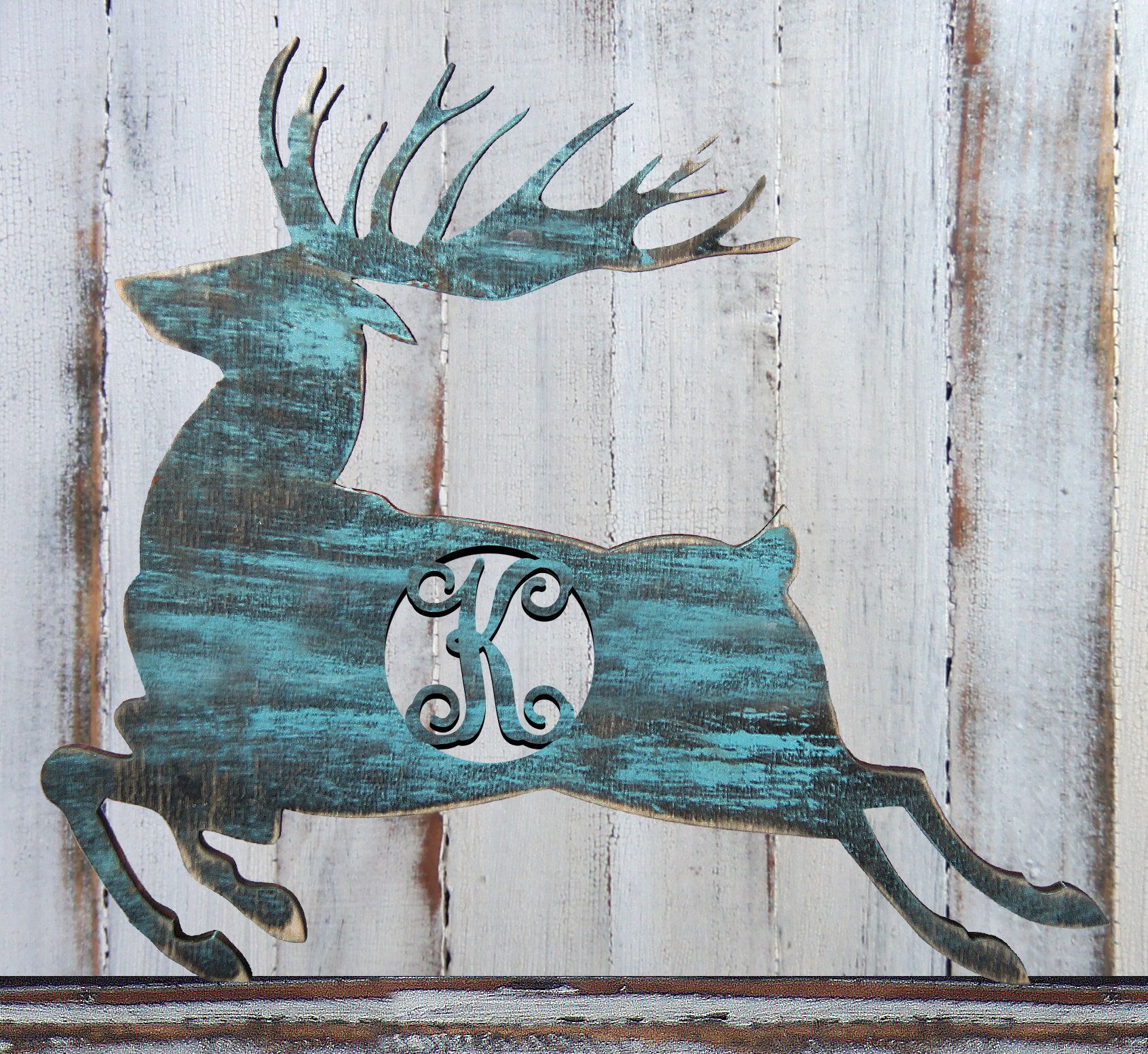 Deer Silhouette Rustic Single Letter Wooden Shape Wall Décor Intended For Highlands Ranch The Templeton Wall Decor (View 16 of 30)