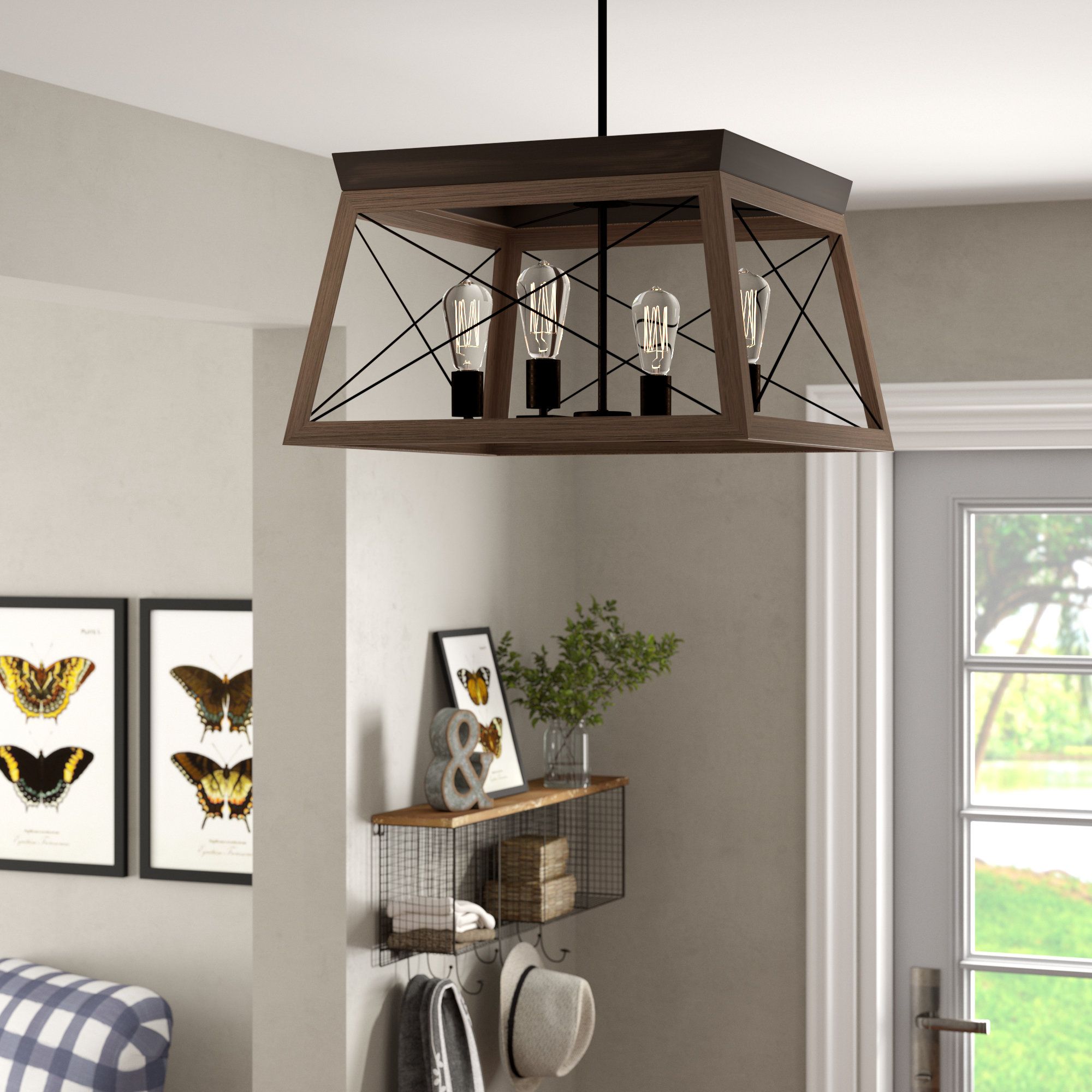 Delon 4 Light Square/rectangle Chandelier Regarding Ellenton 4 Light Rectangle Chandeliers (Photo 1 of 30)