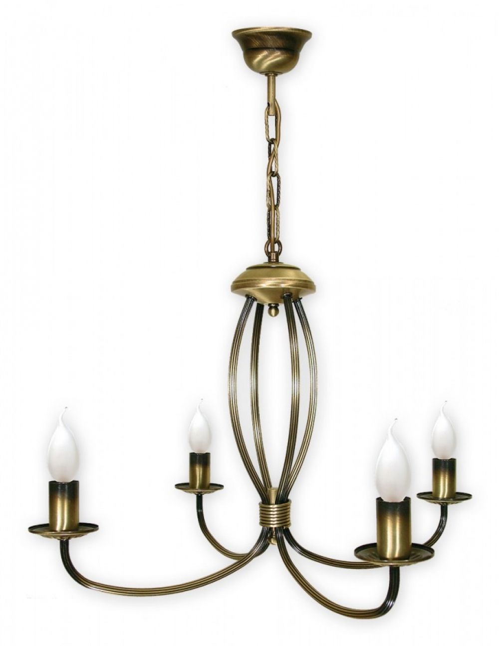 Details About Chandalier 4 Arms Traditional Ceiling Light – Brass Finish –  Corona Pendant Lamp For Corona 12 Light Sputnik Chandeliers (View 14 of 30)