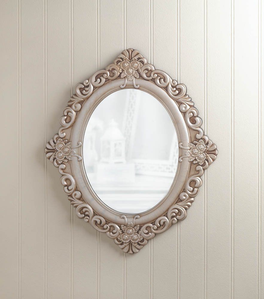 Details About Distressed Weathered Orange Red Shabby Vintage In Oval Wood Wall Mirrors (View 4 of 30)