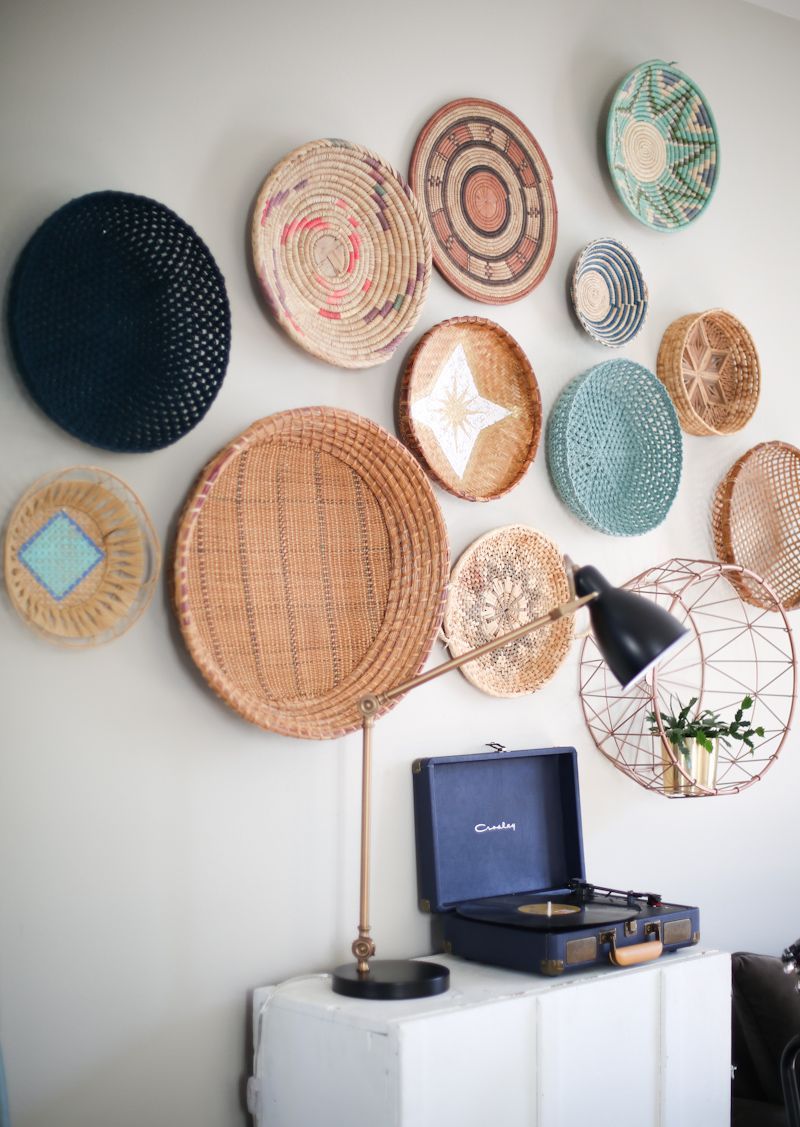Diy Painted Baskets | Wall Art | Home Decor Baskets, Baskets With 4 Piece Handwoven Wheel Wall Decor Sets (Photo 21 of 30)