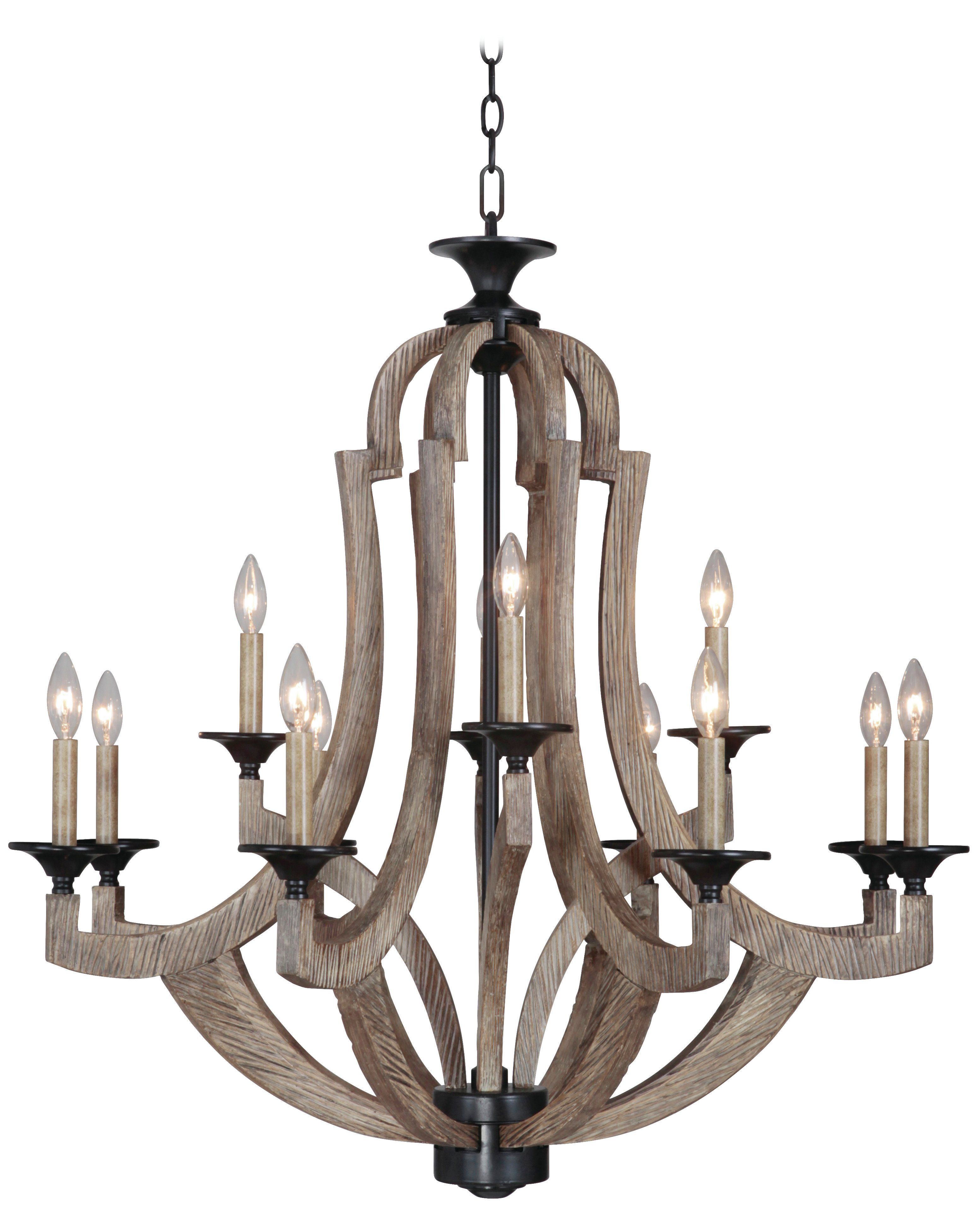 Farmhouse & Rustic 2 Tier Chandeliers | Birch Lane With Regard To Kenedy 9 Light Candle Style Chandeliers (View 14 of 30)