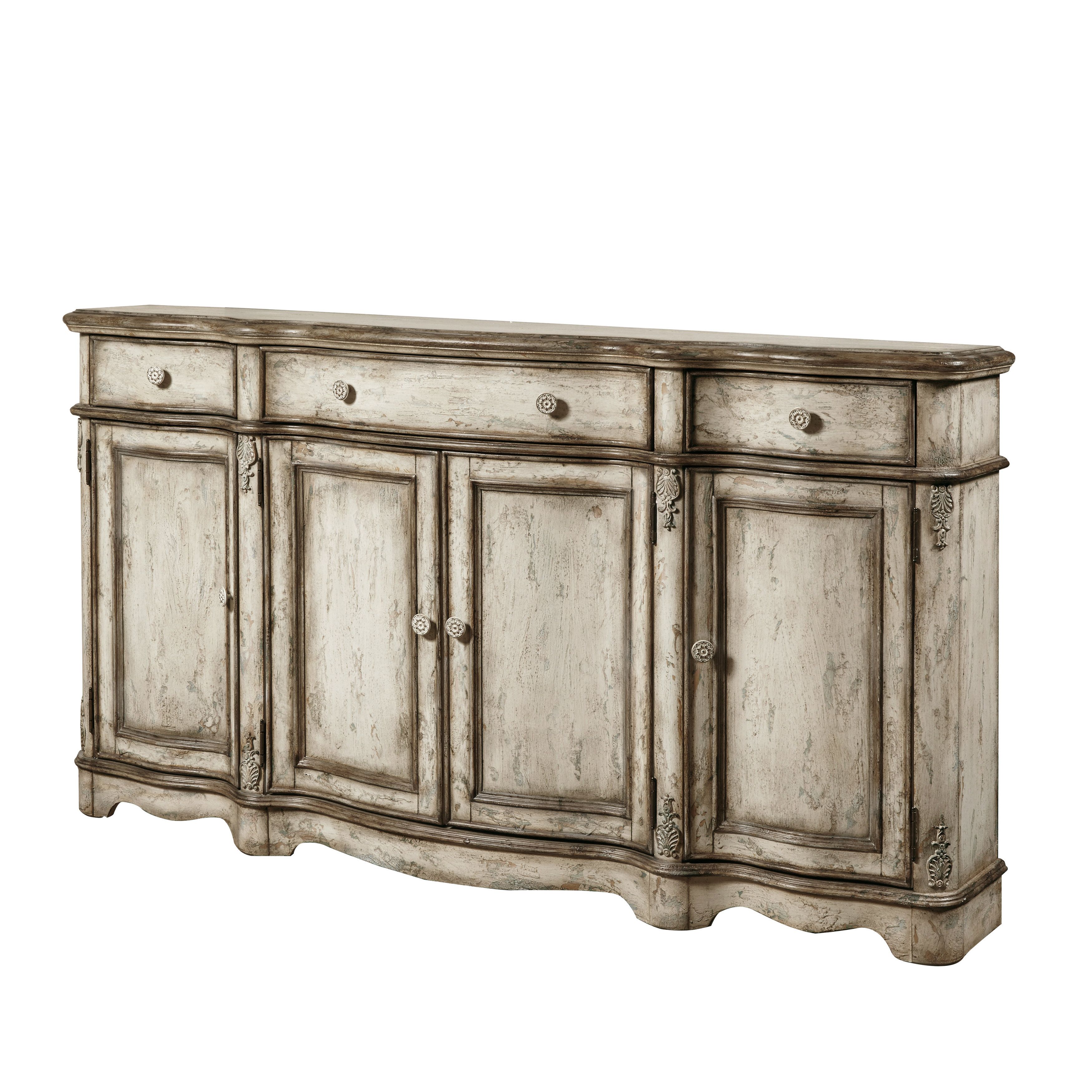 Farmhouse & Rustic Distressed Finish Sideboards & Buffets Intended For Raunds Sideboards (Photo 3 of 30)