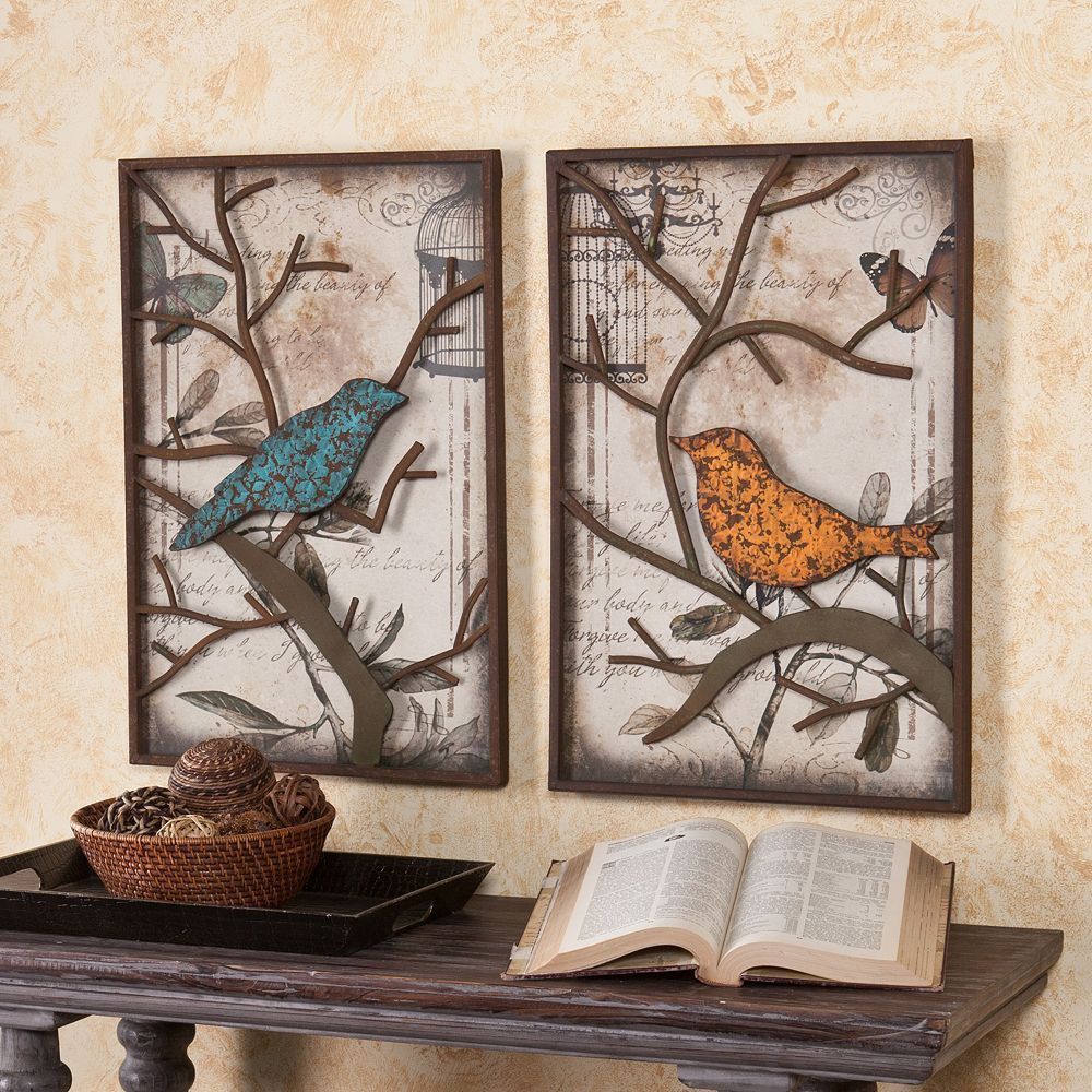 Fenworth Bird 2 Pc. Wall Panel Set | Products | Orange Wall With Panel Wood Wall Decor Sets (set Of 2) (Photo 2 of 30)