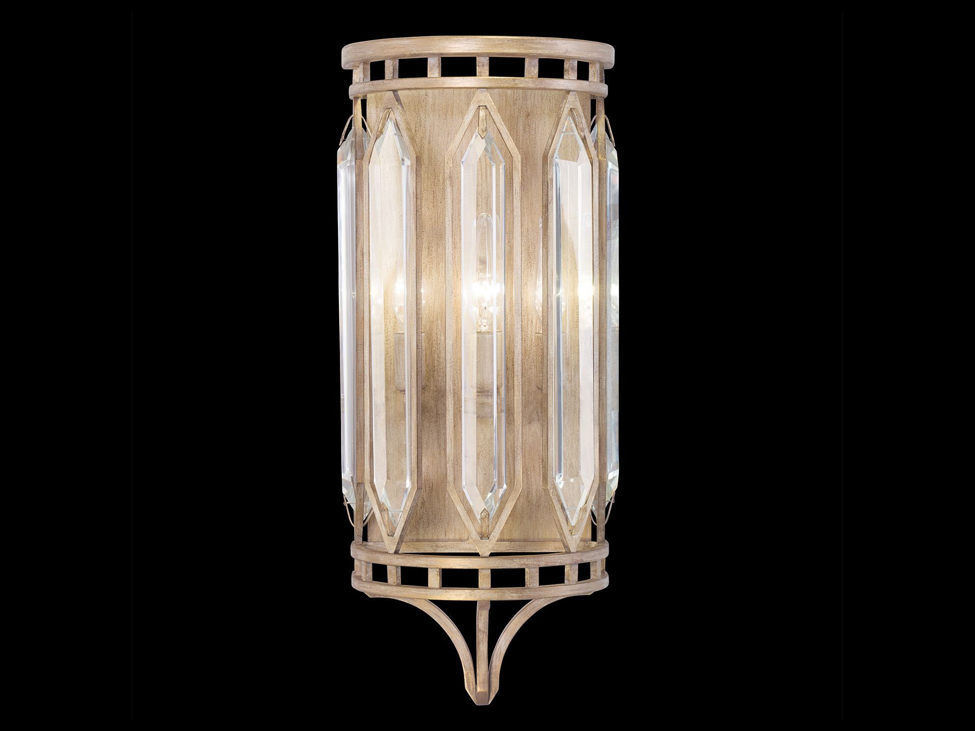 Fine Art Lamps Westminster Antique Gold Three Light Wall Sconce Within Whitten 4 Light Crystal Chandeliers (View 24 of 30)