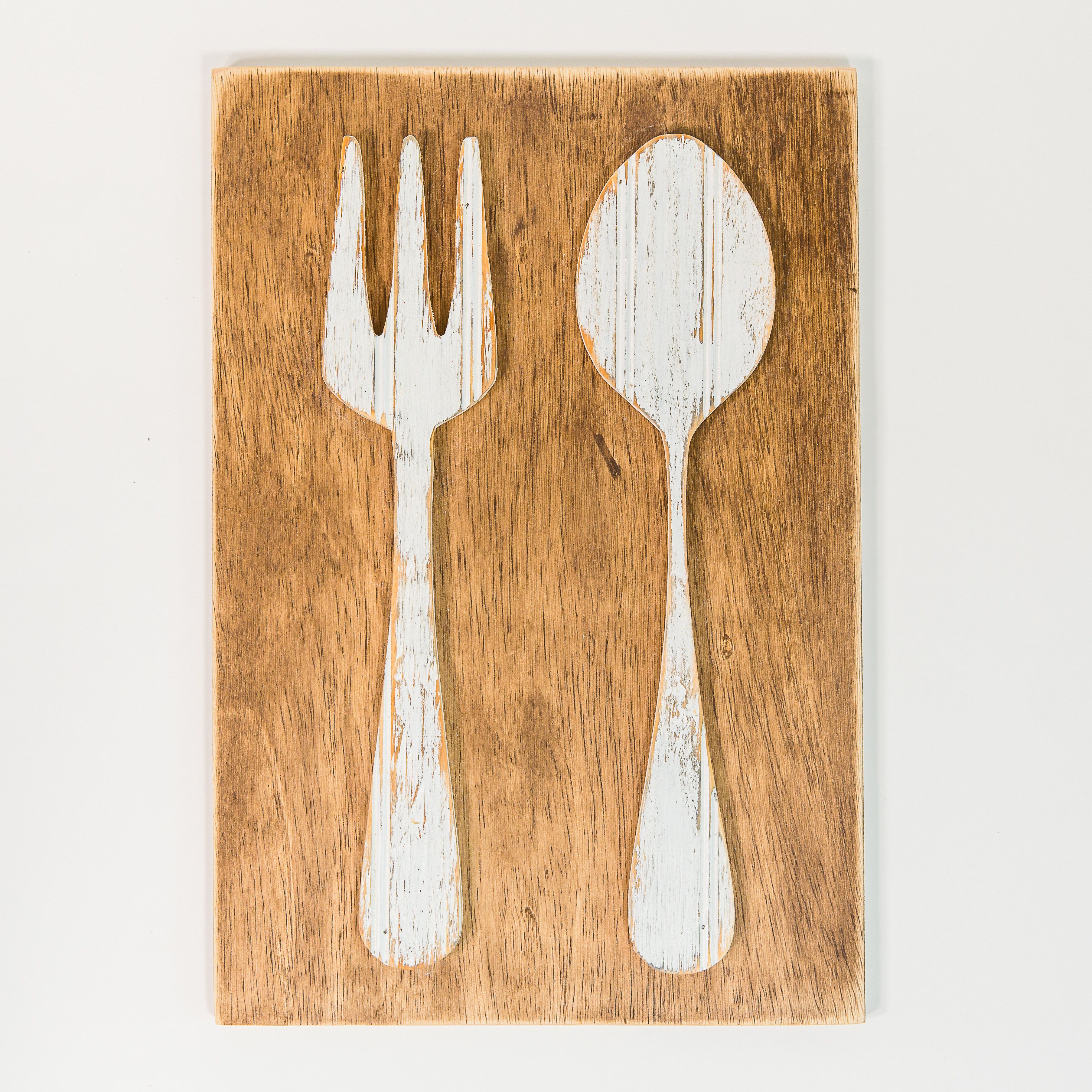 Fork And Spoon Farmhouse Wall Décor In Grey "eat" Sign With Rebar Decor (View 22 of 30)