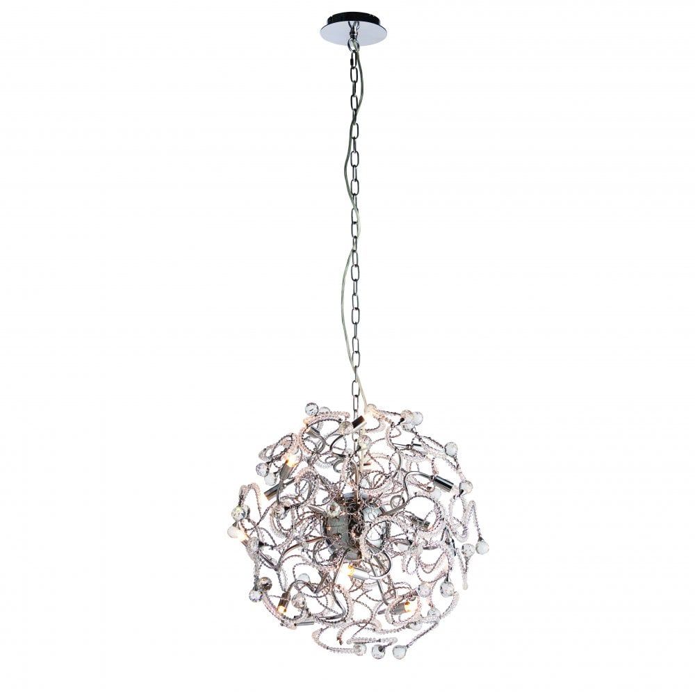 Gabriella 16 Pendant Light | Chrome Effect Plate & Clear Crystal (k9) Glass Within Gabriella 3 Light Lantern Chandeliers (View 27 of 30)