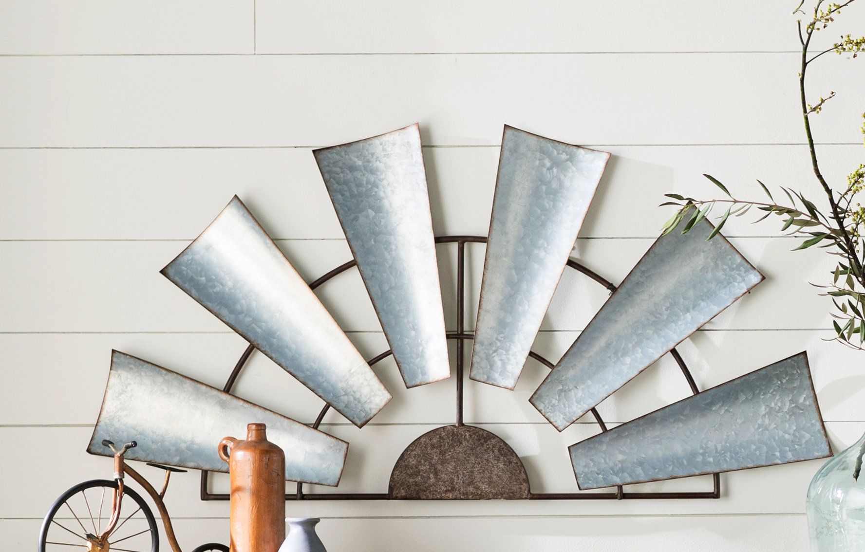 Galvanized Metal – Half Windmill Wall Décor Throughout Brown Metal Tribal Arrow Wall Decor (View 26 of 30)