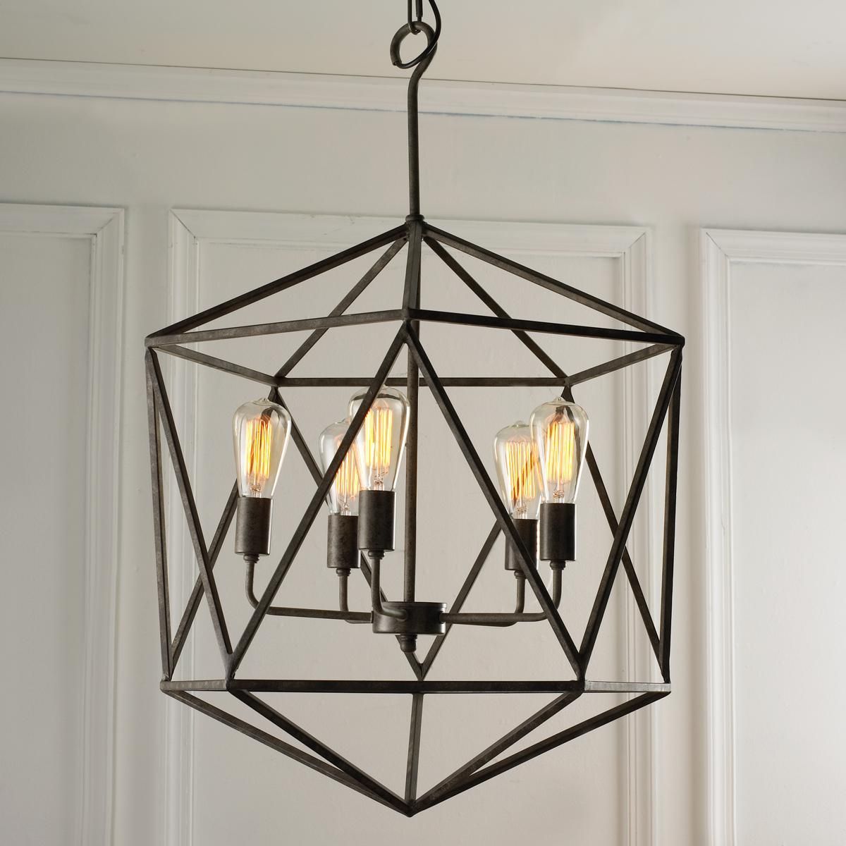 Geometric Gem Chandelier – 3 Light | Craftsman Style Home Inside Nisbet 6 Light Lantern Geometric Pendants (View 15 of 30)