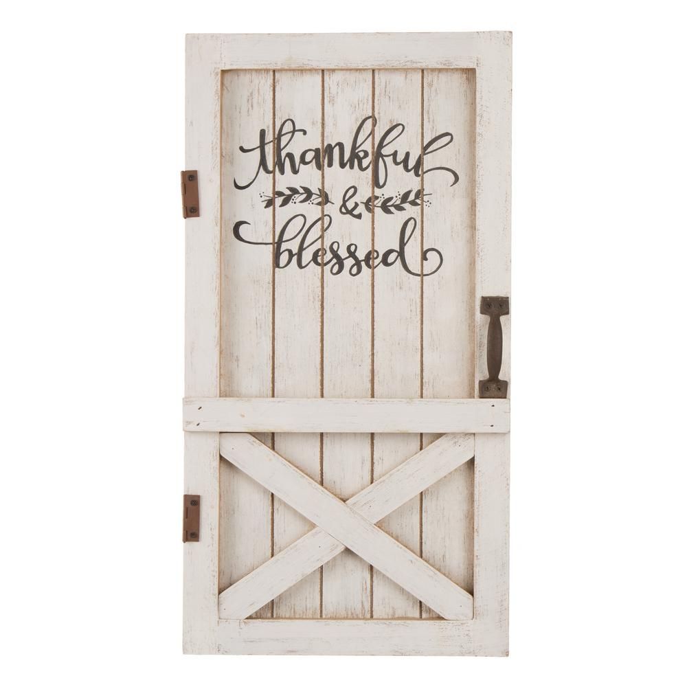 Glitzhome 17.95 In. H Wooden Thanksgiving Barn Door Wall Decor Or Standing  Decor For Blessed Steel Wall Decor (Photo 25 of 30)