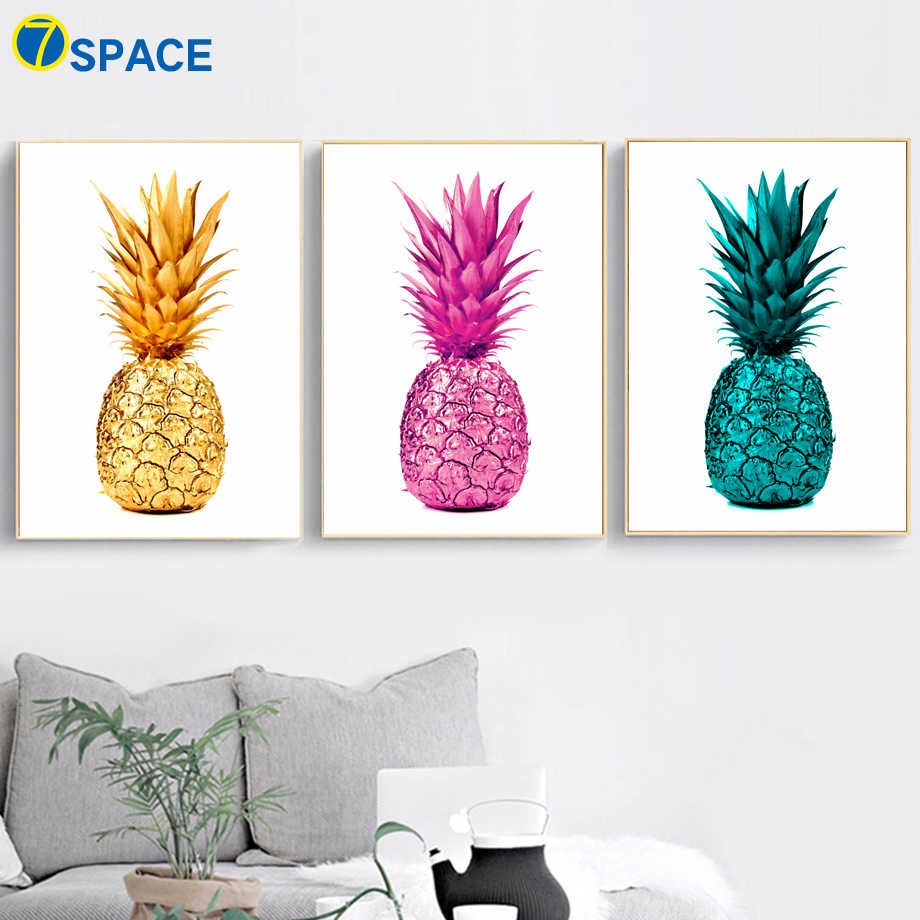 Golden Pink Pineapple Wall Art Canvas Painting Nordic Posters And Prints  Decoration Pictures For Living Room Pop Art Home Decor Within Pineapple Wall Decor (View 30 of 30)