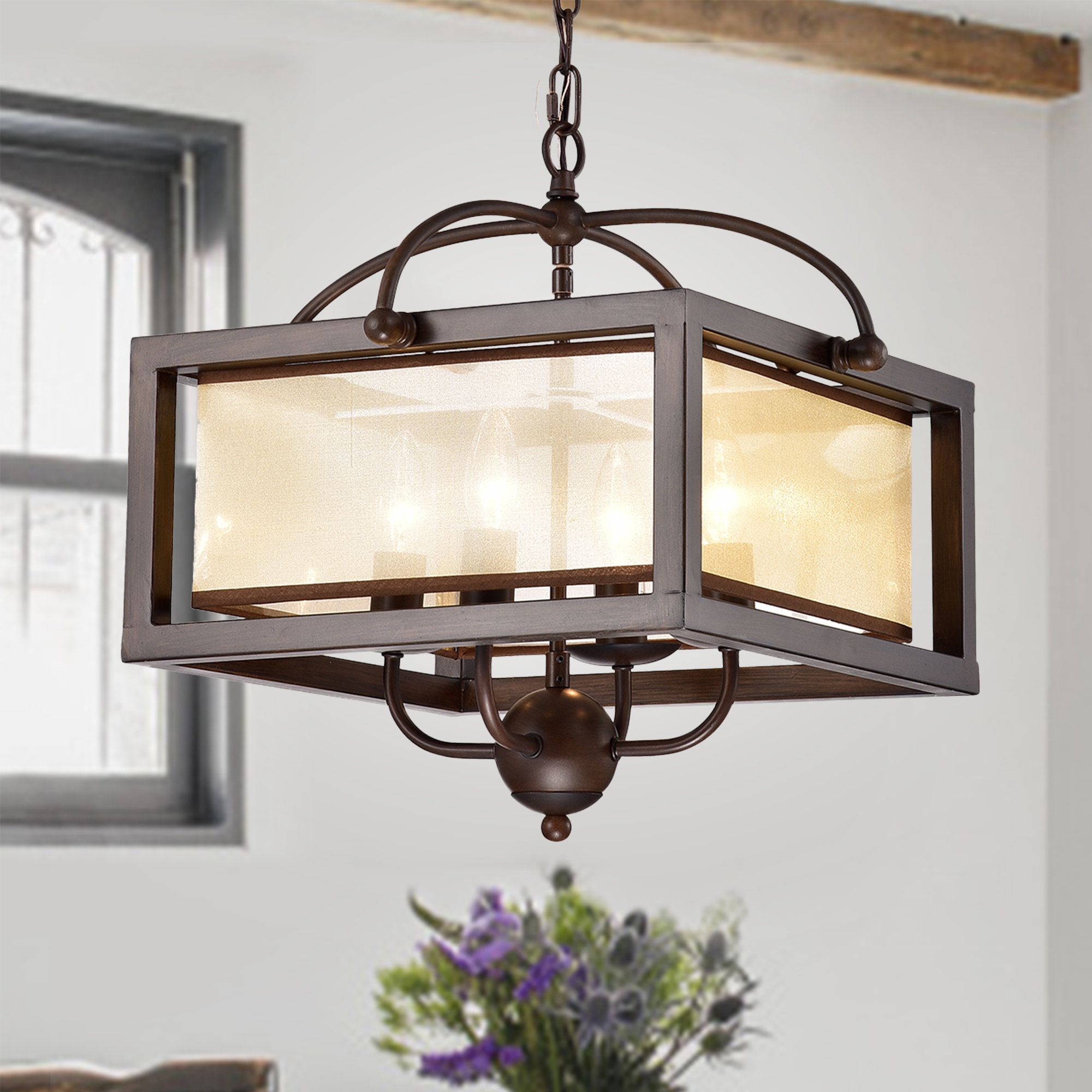 Gracie Oaks Cambra 4 Light Square/rectangle Chandelier Within Ellenton 4 Light Rectangle Chandeliers (Photo 8 of 30)