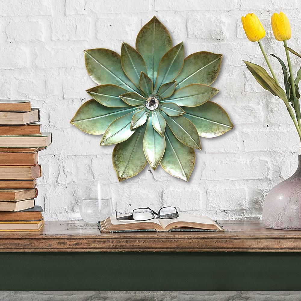 Green Embellished Metal Flower Wall Decor With Flower Wall Decor (View 2 of 30)