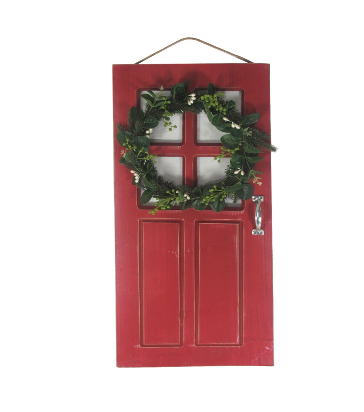 Handmade Holiday Christmas Red Door Wall Decor With Wreath For Floral Patterned Over The Door Wall Decor (View 20 of 30)