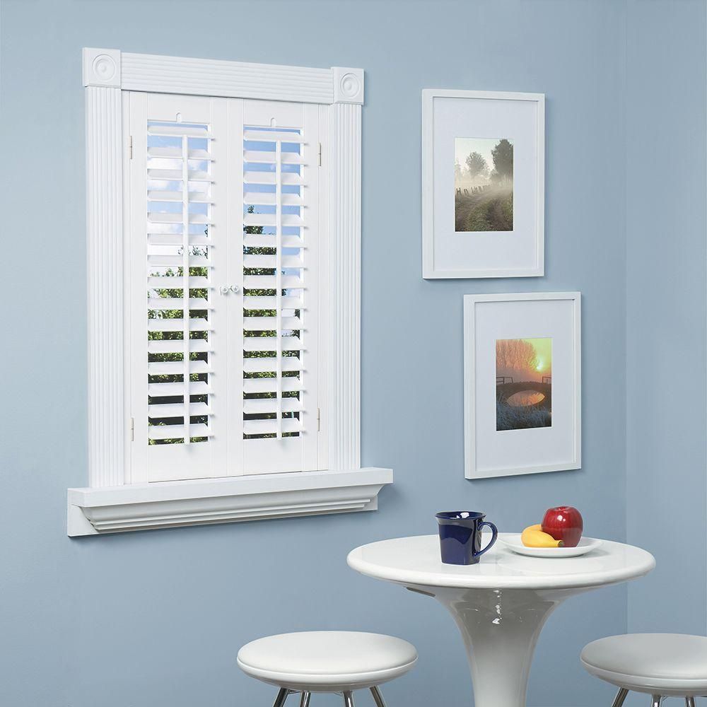 Home Basics Plantation Faux Wood White Interior Shutter (price Varies Size) Throughout Shutter Window Hanging Wall Decor (View 24 of 30)