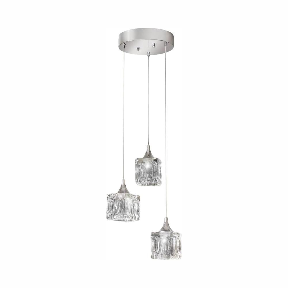 Home Decorators Collection 3 Light Polished Chrome Integrated Led Pendant  With Clear Cube Glass Within Annuziata 3 Light Unique/statement Chandeliers (View 24 of 30)