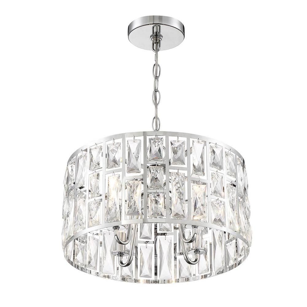 Home Decorators Collection Kristella 4 Light Chrome Chandelier With Clear  Crystal Shade With Regard To Donna 4 Light Globe Chandeliers (View 23 of 30)