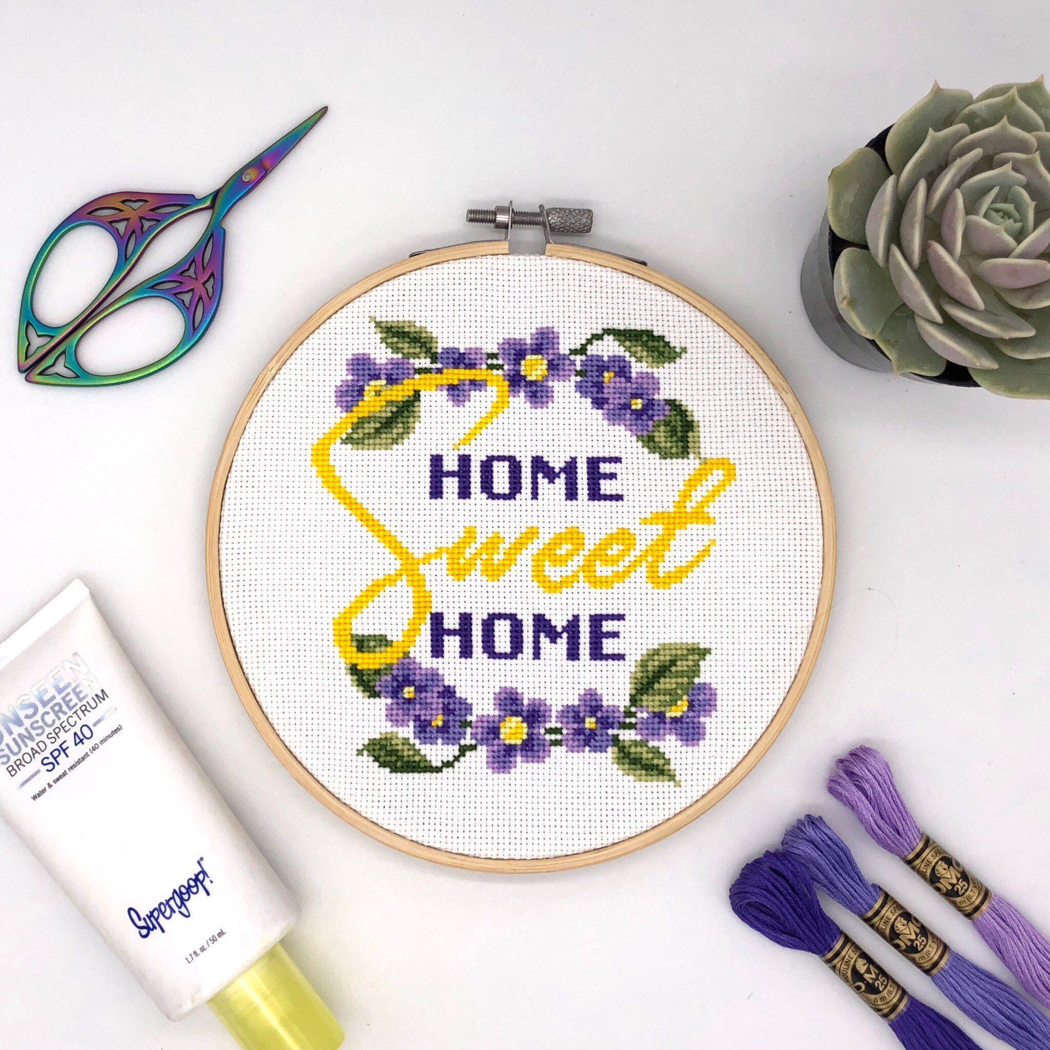 Home Sweet Home Cross Stitch Pattern Modern Cross Stitch Throughout Laser Engraved Home Sweet Home Wall Decor (View 17 of 30)