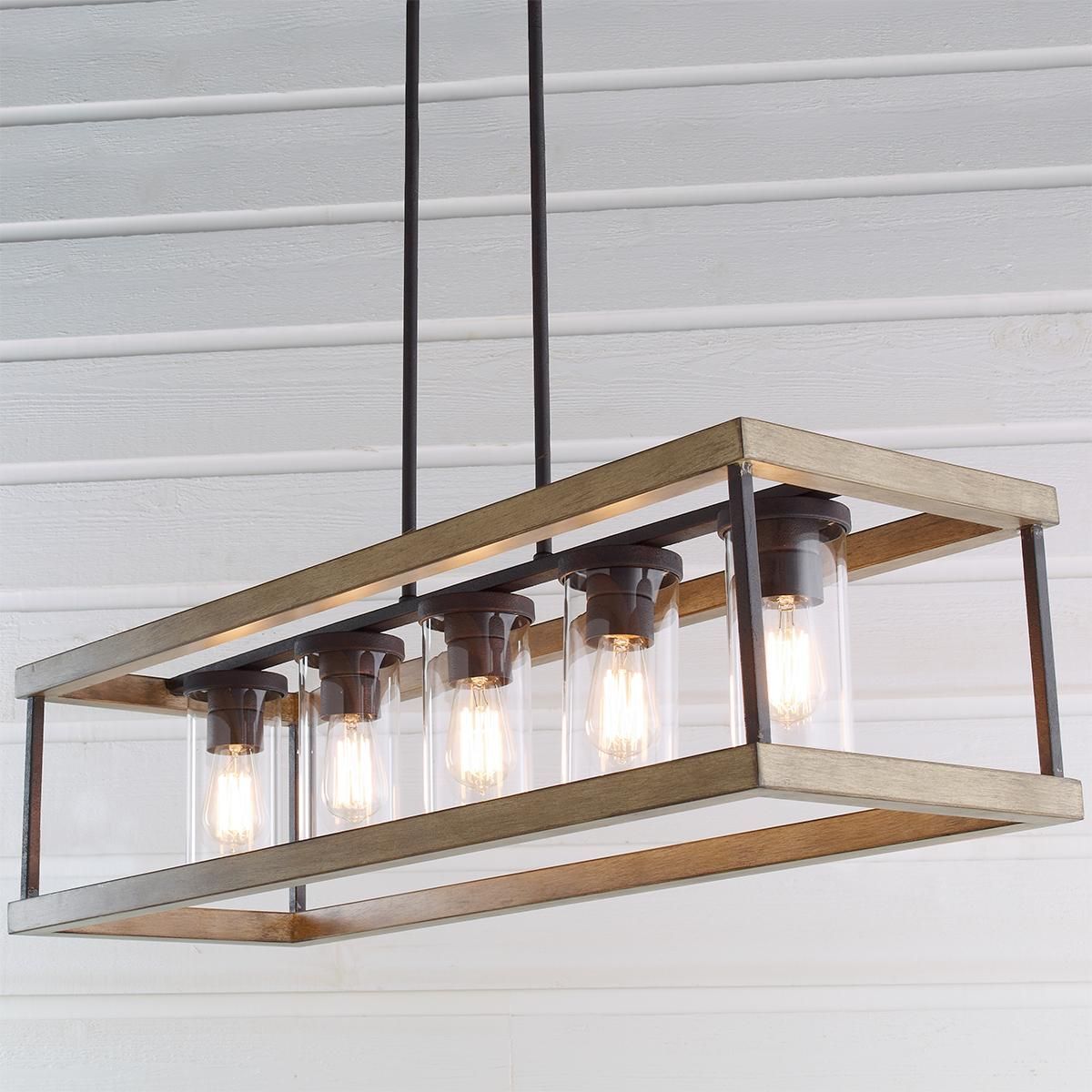 Indoor/outdoor Rectangular Rustic Chandelier | Light For Louanne 3 Light Lantern Geometric Pendants (Photo 26 of 30)