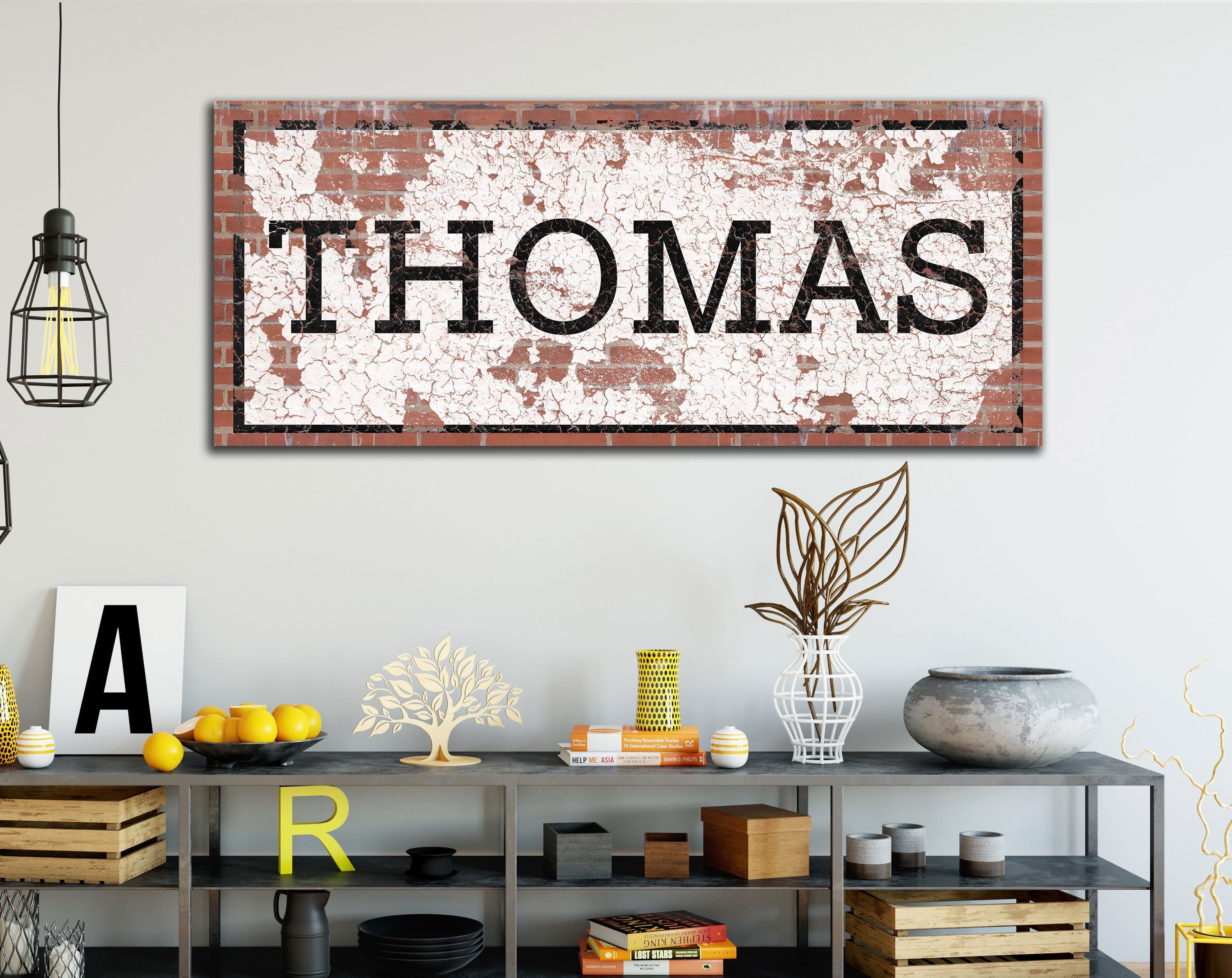 Industrial Wall Decor, Custom Last Name Art, Vintage Style Sign, Large  Canvas Urban Art, Distressed Rustic Family Sign, Unique Wedding Gift Pertaining To Large Modern Industrial Wall Decor (Photo 6 of 30)