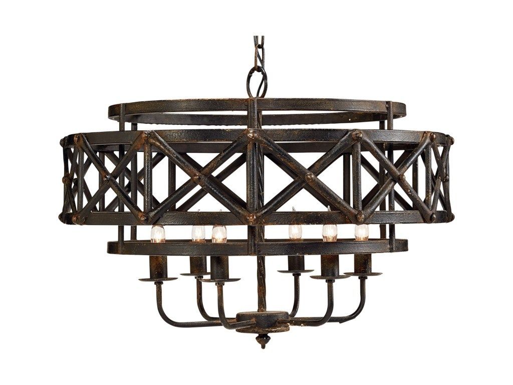 Inspiredthe Beam Work Of Old Train Trestle Bridges, The Regarding Gaines 5 Light Shaded Chandeliers (View 25 of 30)