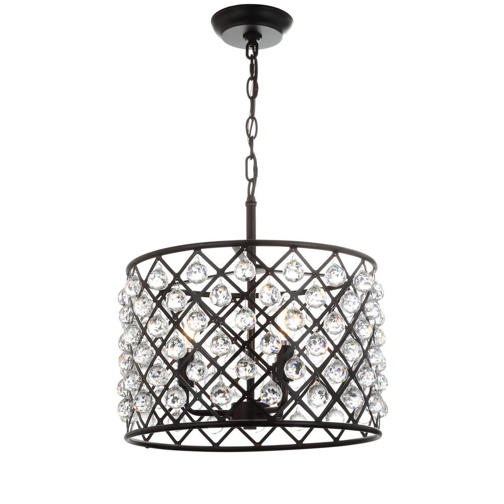 Jonathan Y Gabrielle 16 In. 3 Light Oil Rubbed Bronze Crystal/metal Led  Pendant With Regard To Gabriella 3 Light Lantern Chandeliers (Photo 17 of 30)