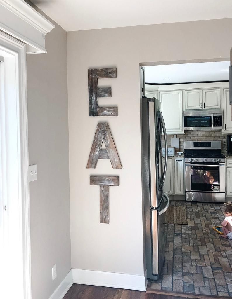 Large Eat Sign – Wooden Letters – Rustic Wood – Kitchen Dining Room Decor  Wall Art Distressed Reclaimed Joanna Gaines Farmhouse Fast Ship Intended For Eat Rustic Farmhouse Wood Wall Decor (Photo 27 of 30)