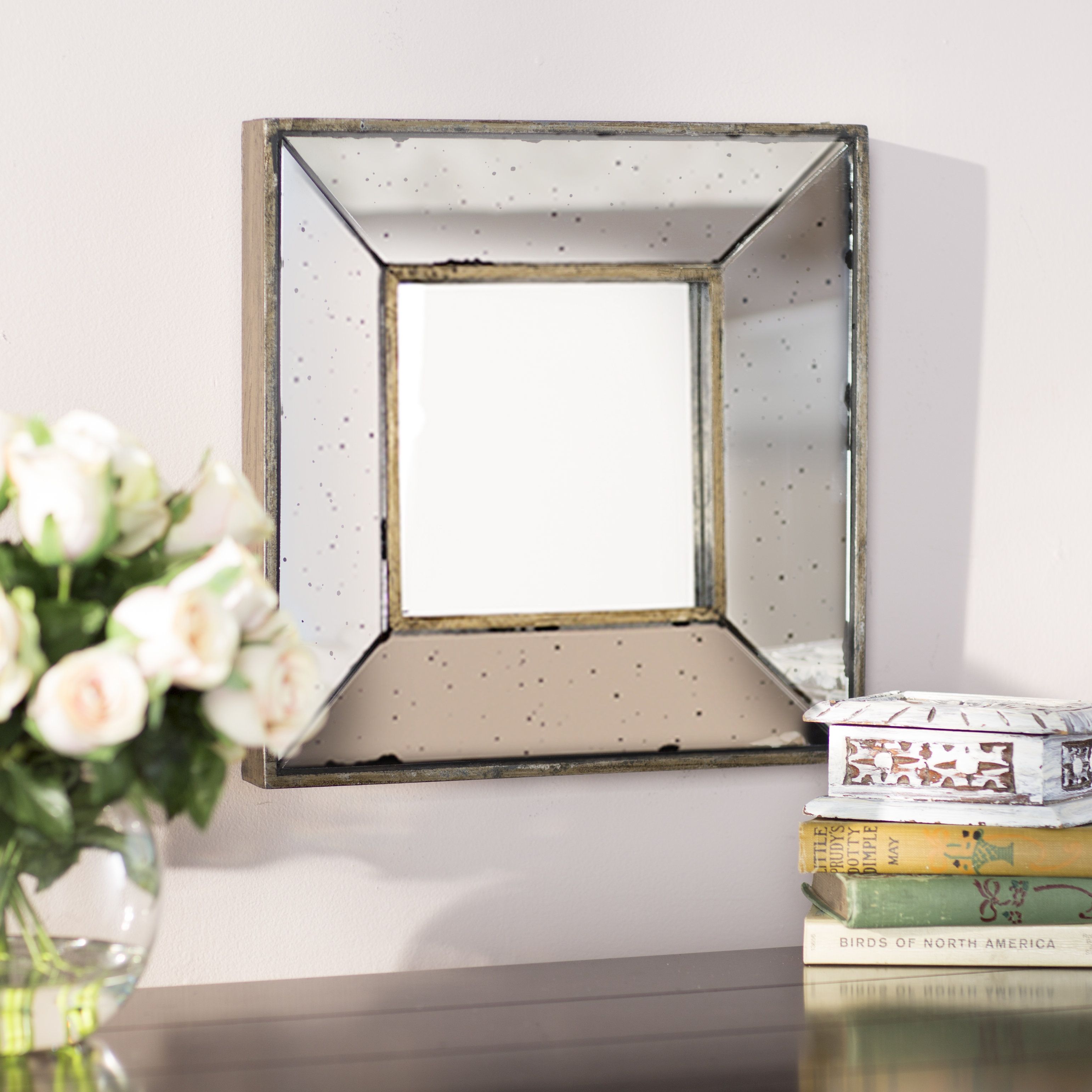 Lark Manor Traditional Square Glass Wall Mirror & Reviews Within Traditional Square Glass Wall Mirrors (Photo 1 of 30)