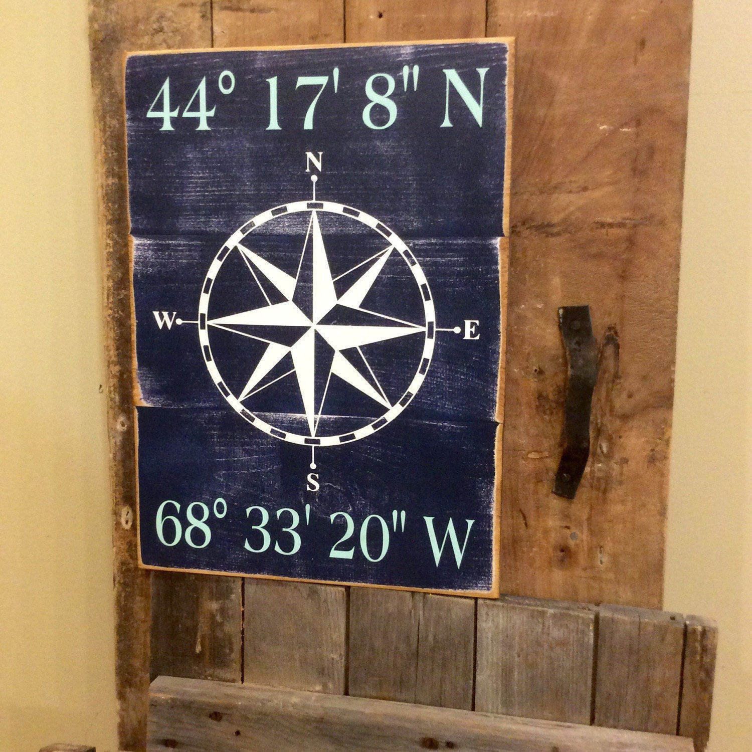 Latitude And Longitude Wooden Distressed Sign, Custom For Personalized Distressed Vintage Look Kitchen Metal Sign Wall Decor (Photo 29 of 30)