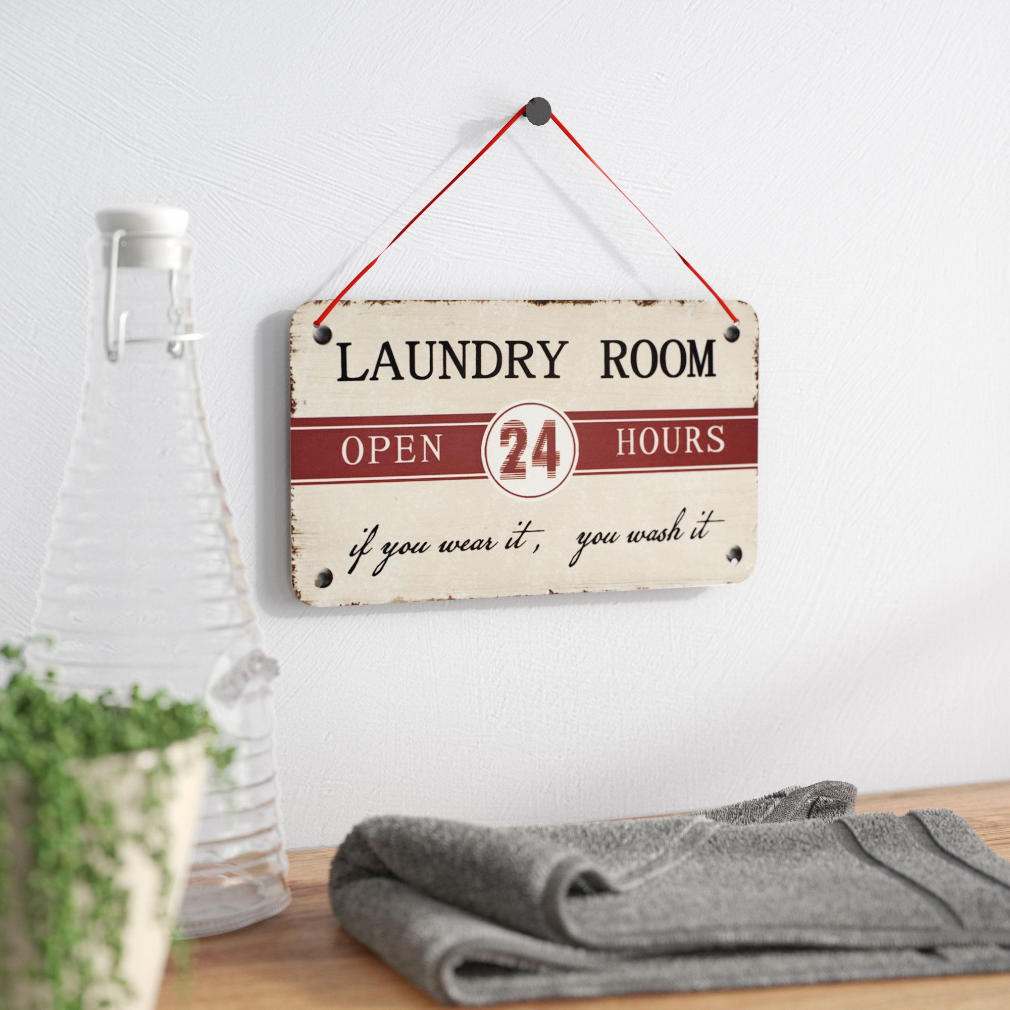 "laundry Room" Antique Wisdom Sign Wall Décor Pertaining To Metal Laundry Room Wall Decor (View 6 of 30)