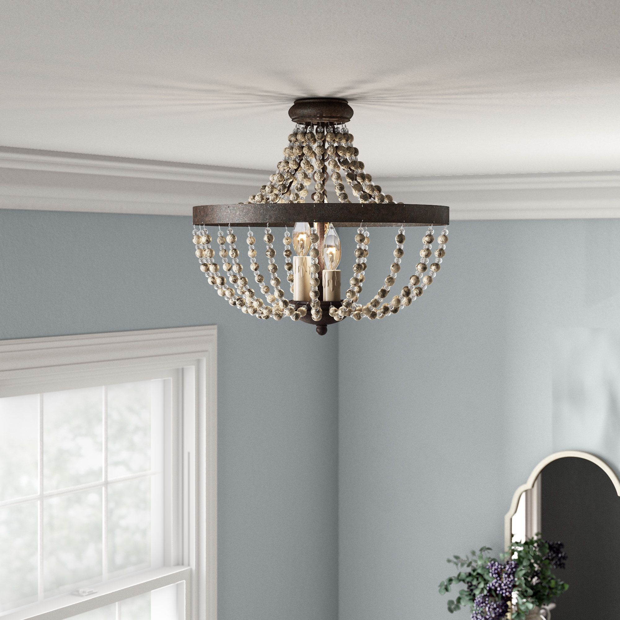 Lauri 3 Light Convertible Semi Flush Mount With Ladonna 5 Light Novelty Chandeliers (Photo 25 of 30)