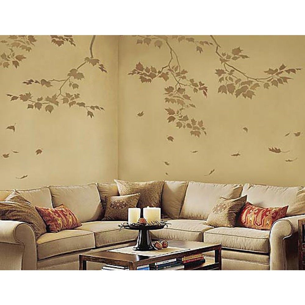 Leaf Stencil For Wall Decor. Reusable Wall Stencilscutting Edge  Stencils. Throughout Flowing Leaves Wall Decor (Photo 15 of 30)