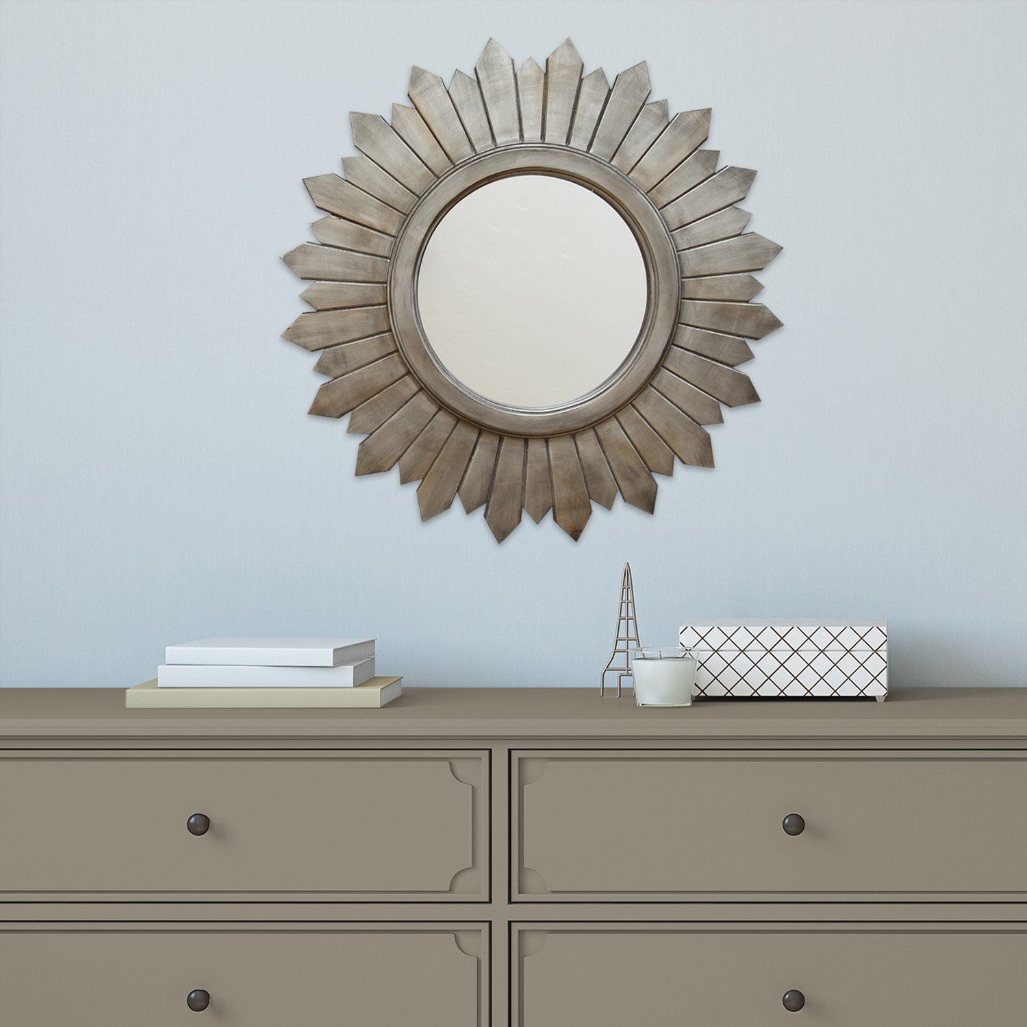 Leilani Circular Silver Wall Mirror | Products | Wood Mirror Regarding Brynn Accent Mirrors (View 11 of 30)