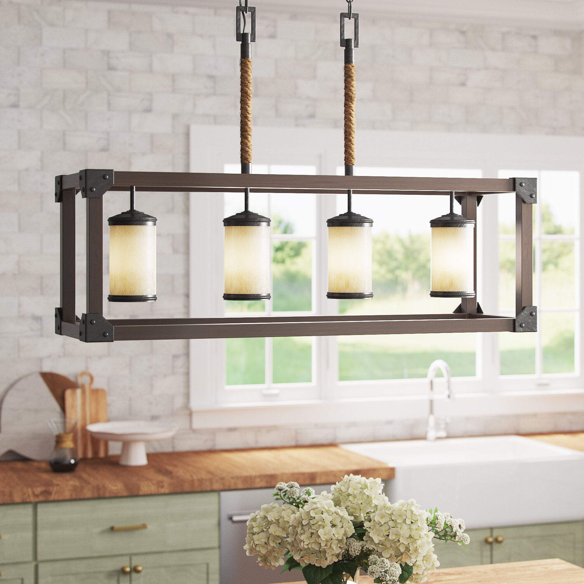 Leitha 4 Light Kitchen Island Linear Pendant In Bouvet 5 Light Kitchen Island Linear Pendants (Photo 28 of 30)