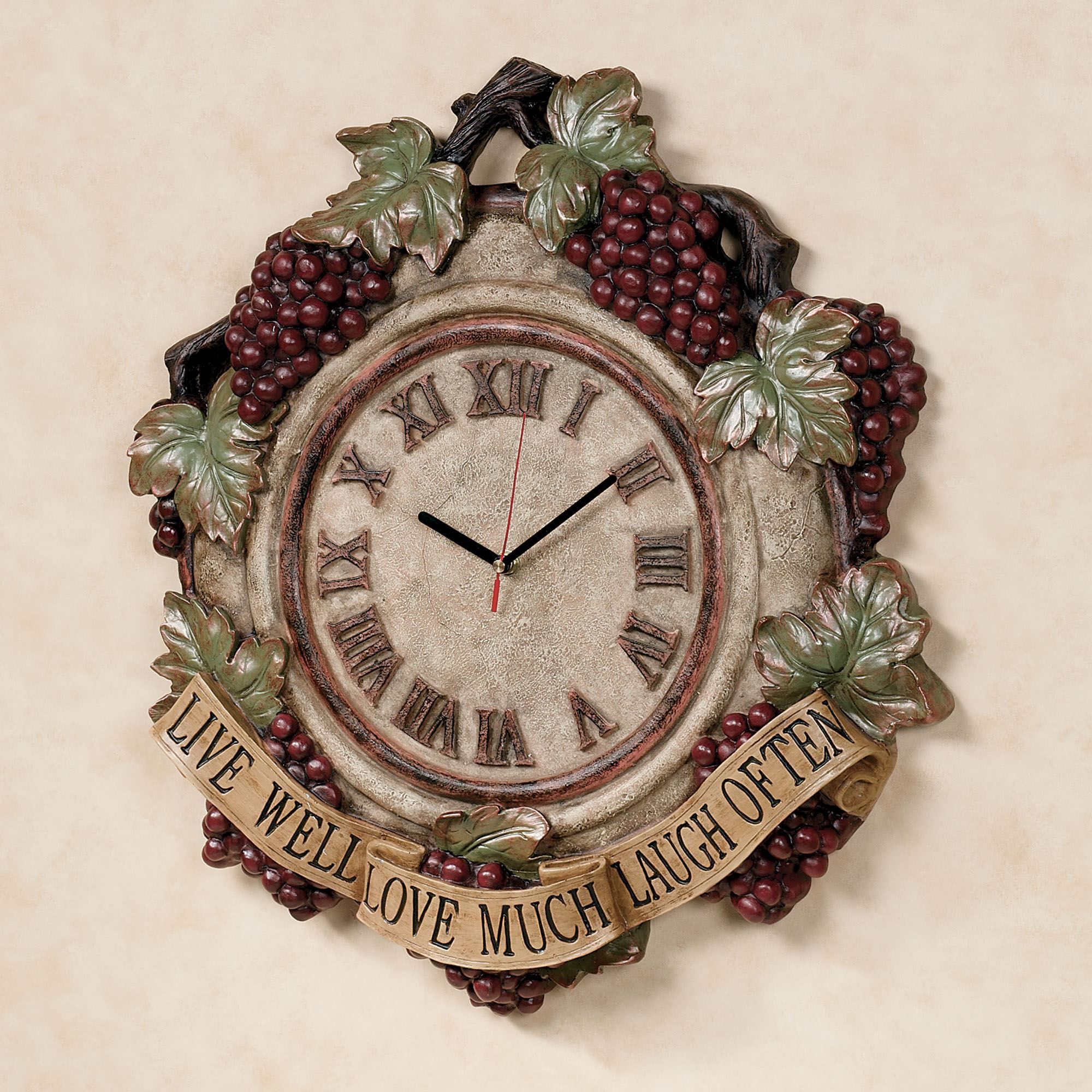 Live Love Laugh Grapes Wall Clock Intended For Live, Laugh, Love Antique Copper Wall Decor (View 28 of 30)